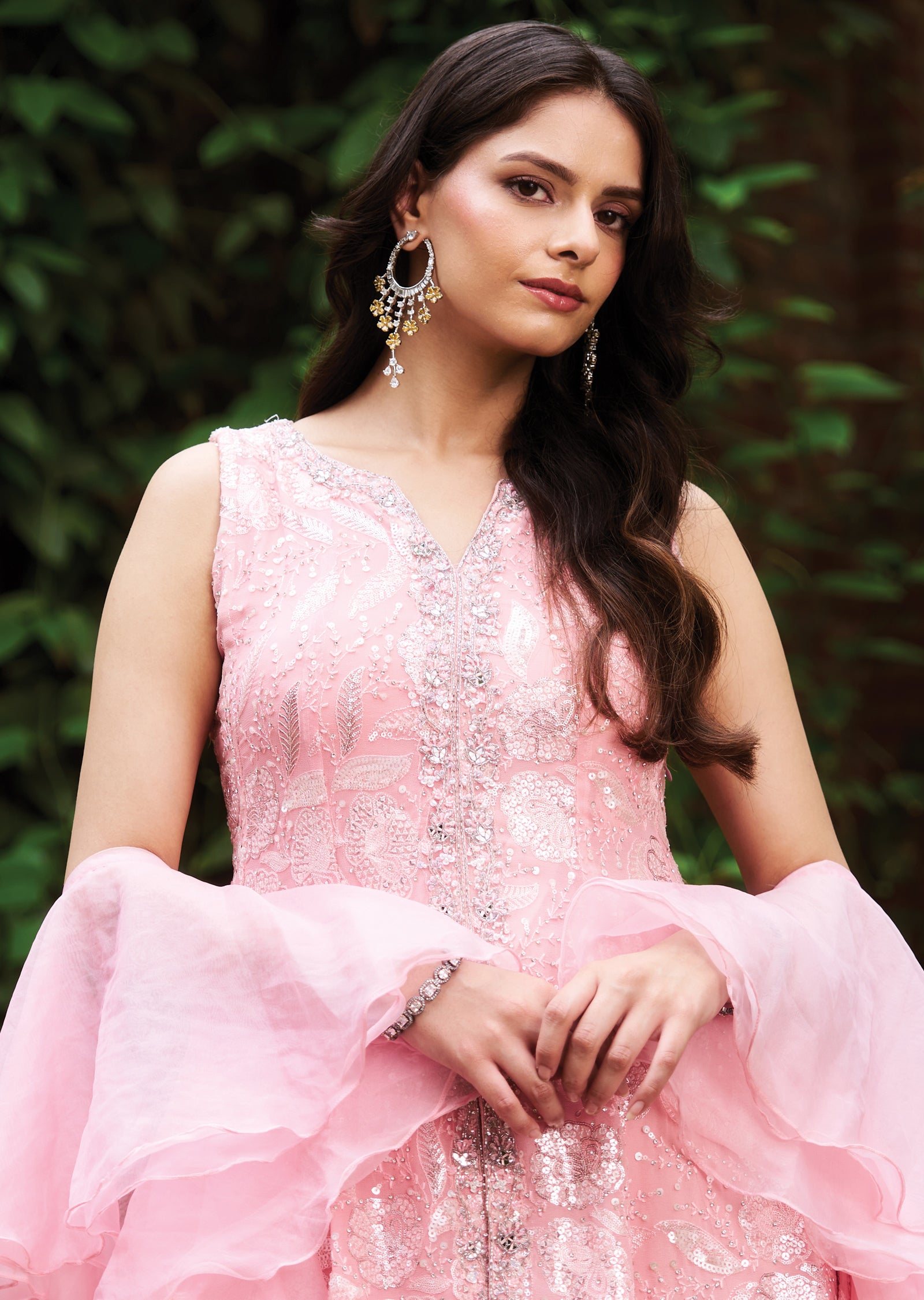 Light Pink Georgette Sharara Set