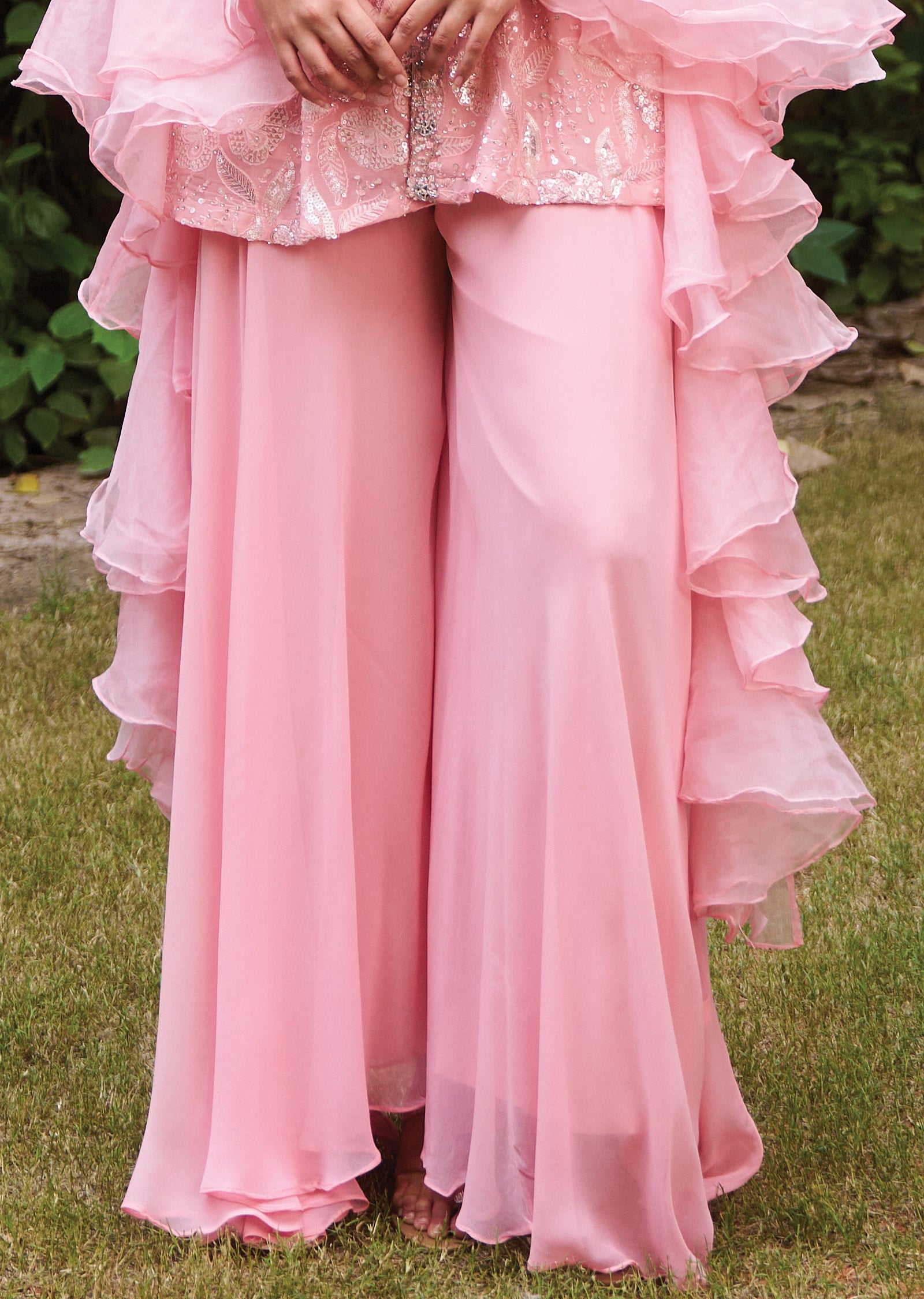 Light Pink Georgette Sharara Set