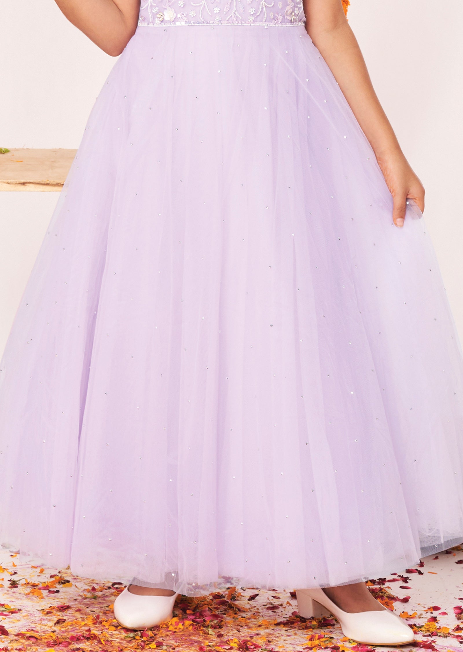 Lavender Net Ethnic Gown