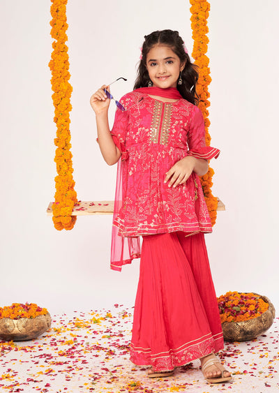 Rani Pink Chinnon Gharara Set