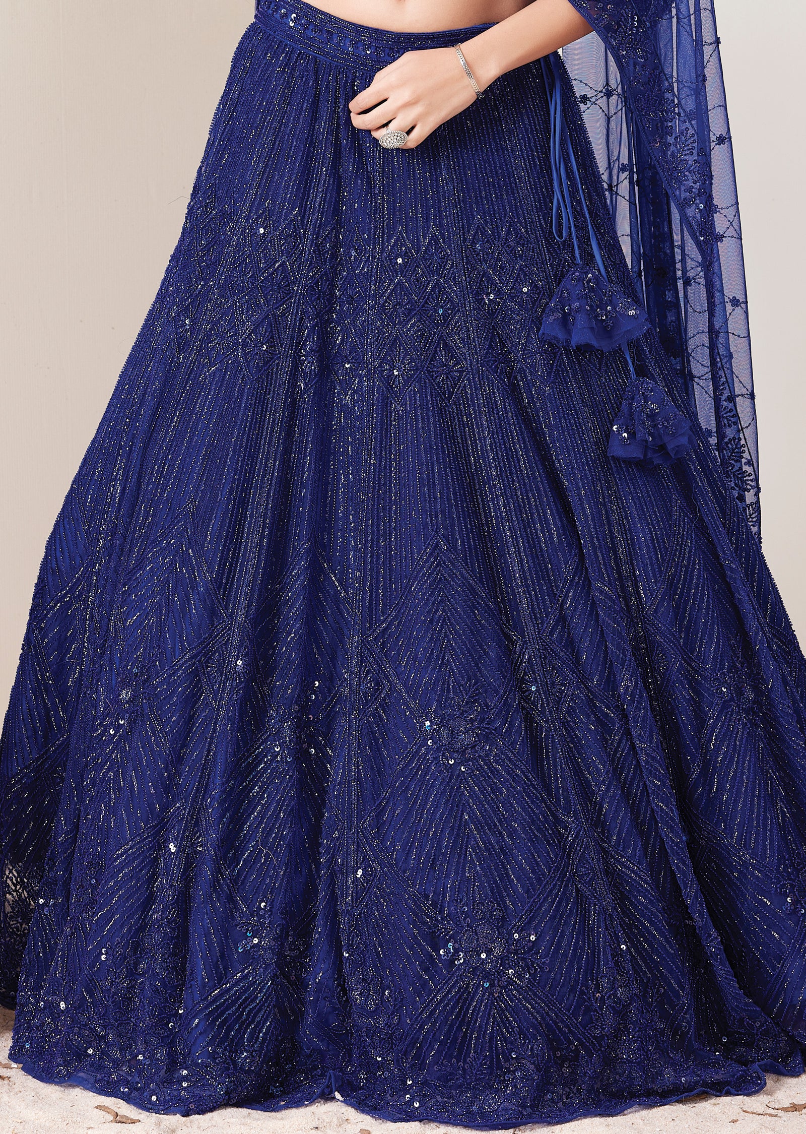 Royal Blue Net Lehenga Set