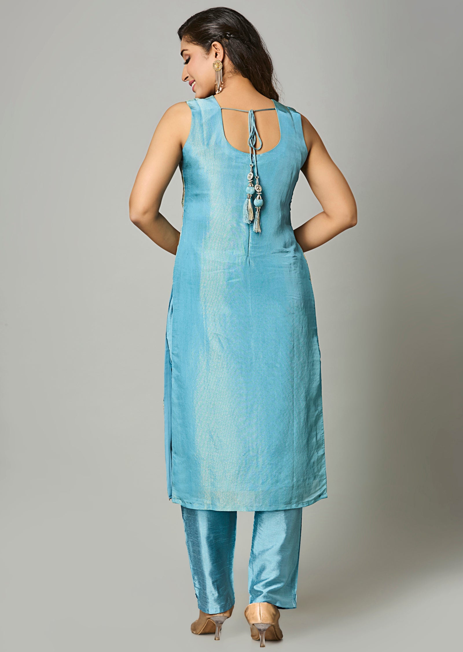 Dusty Blue Tissue Straight Cut Suit