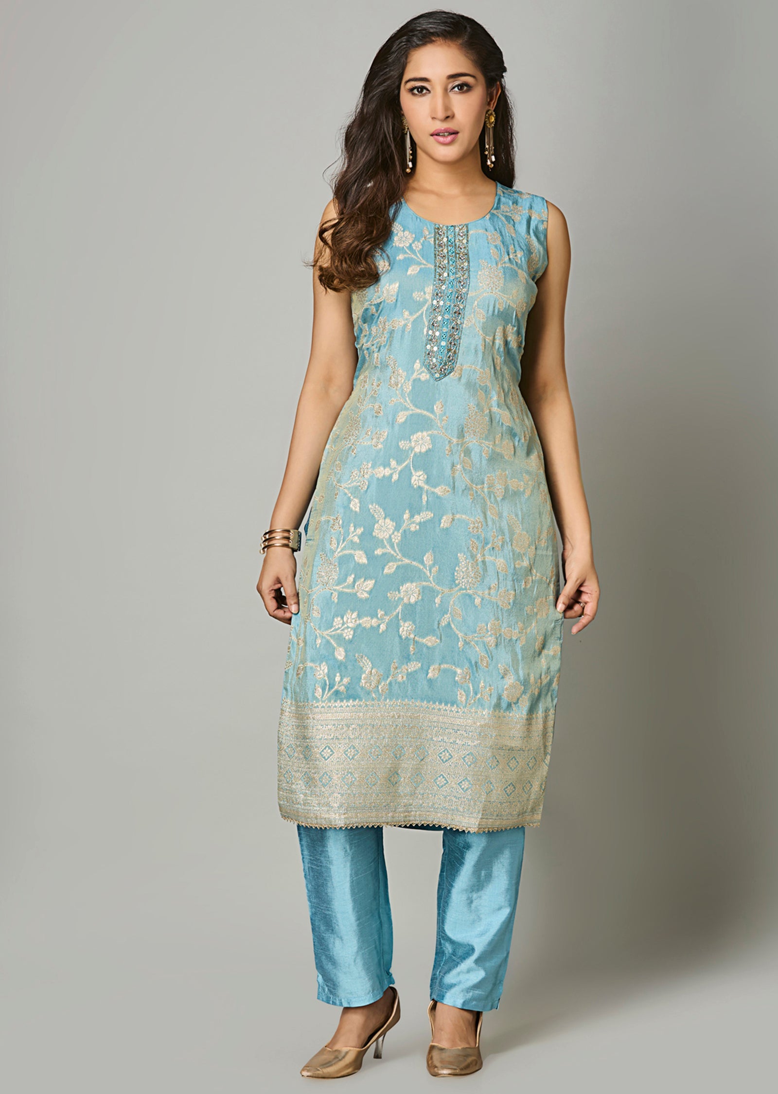 Dusty Blue Tissue Straight Cut Suit