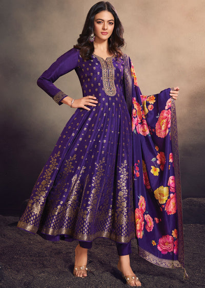Purple Silk Anarkali Suit