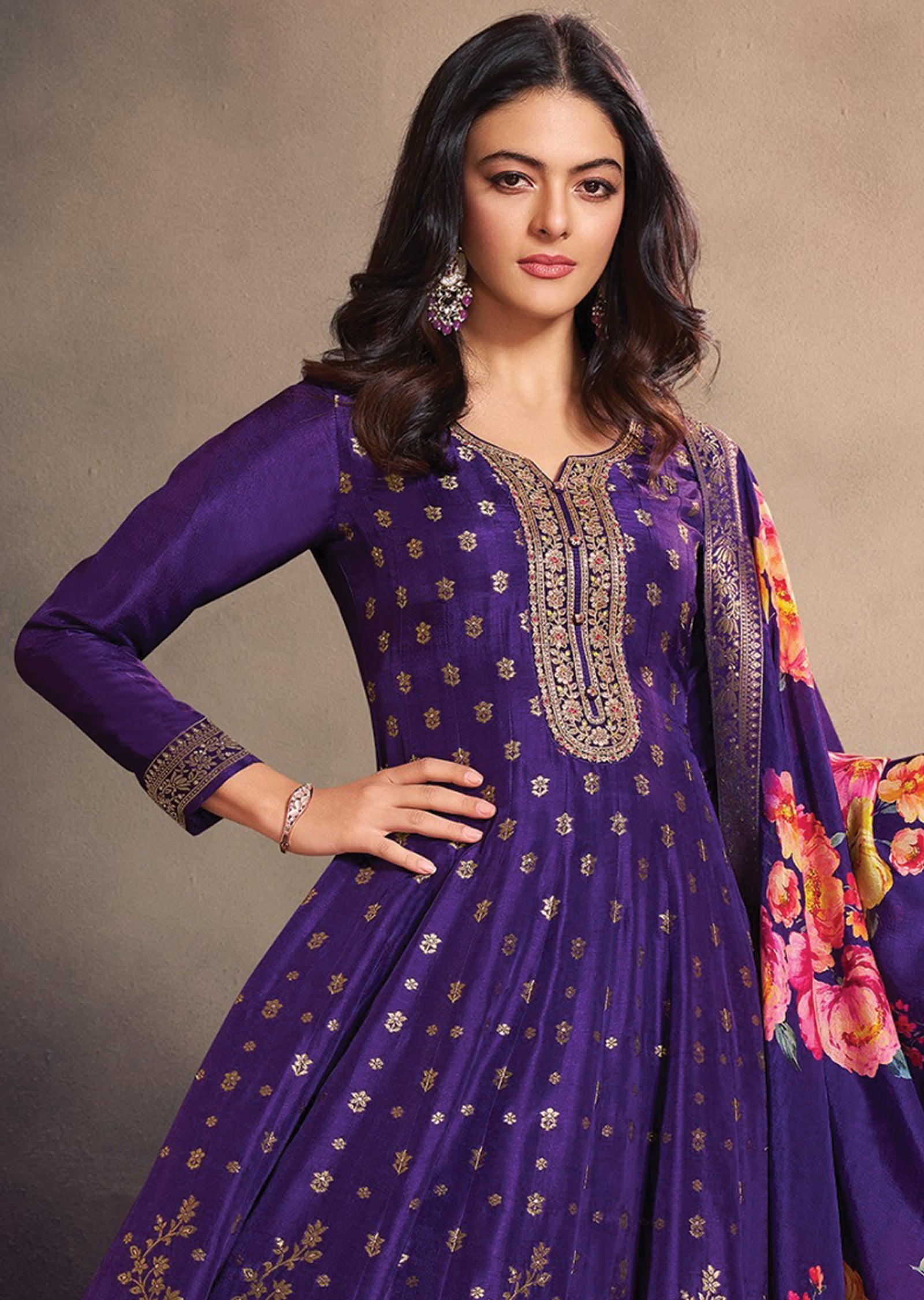 Purple Silk Anarkali Suit
