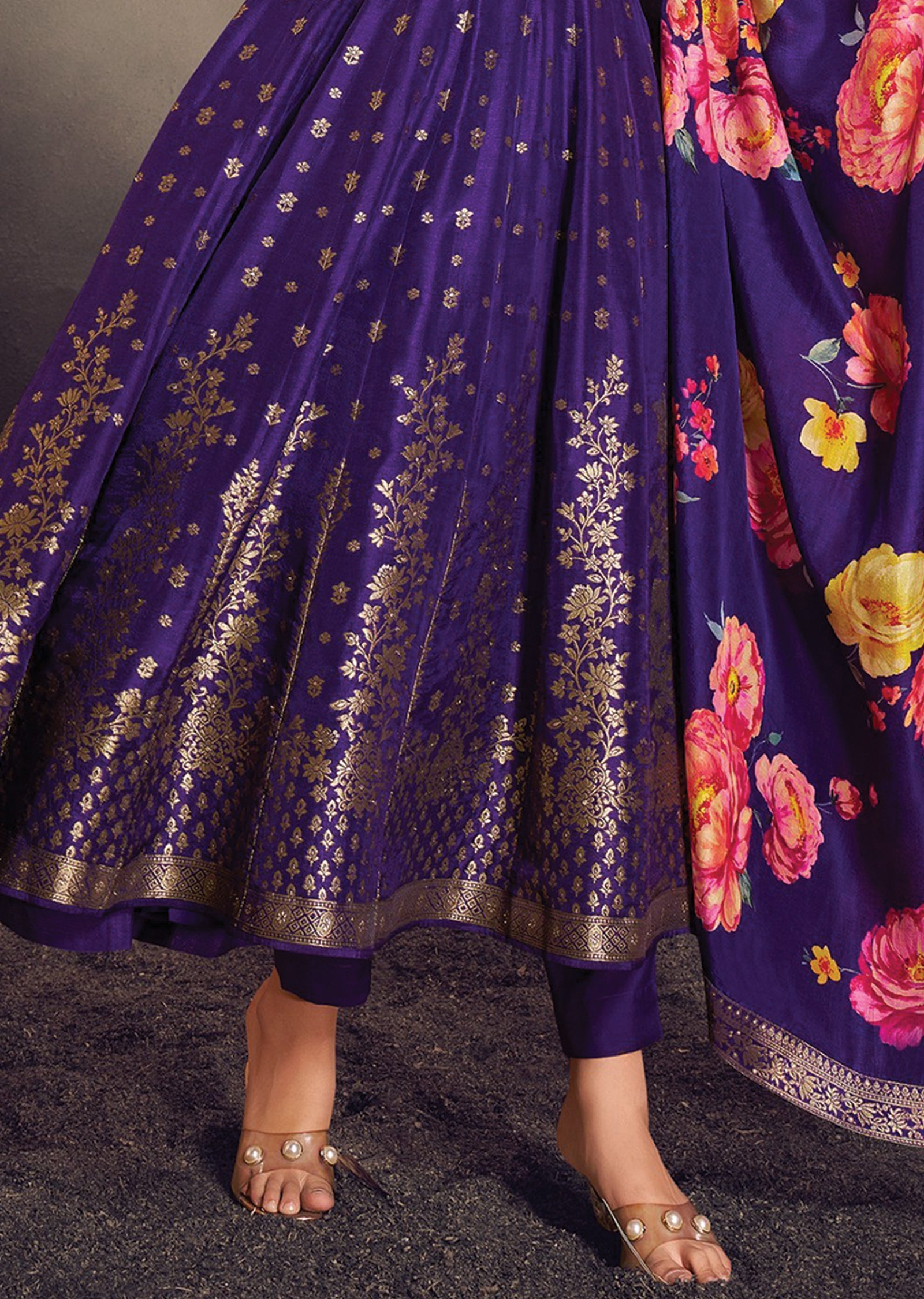 Purple Silk Anarkali Suit