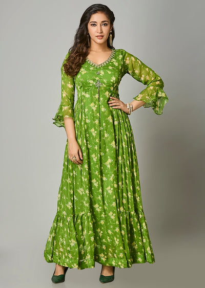 Green Chiffon Long Dress