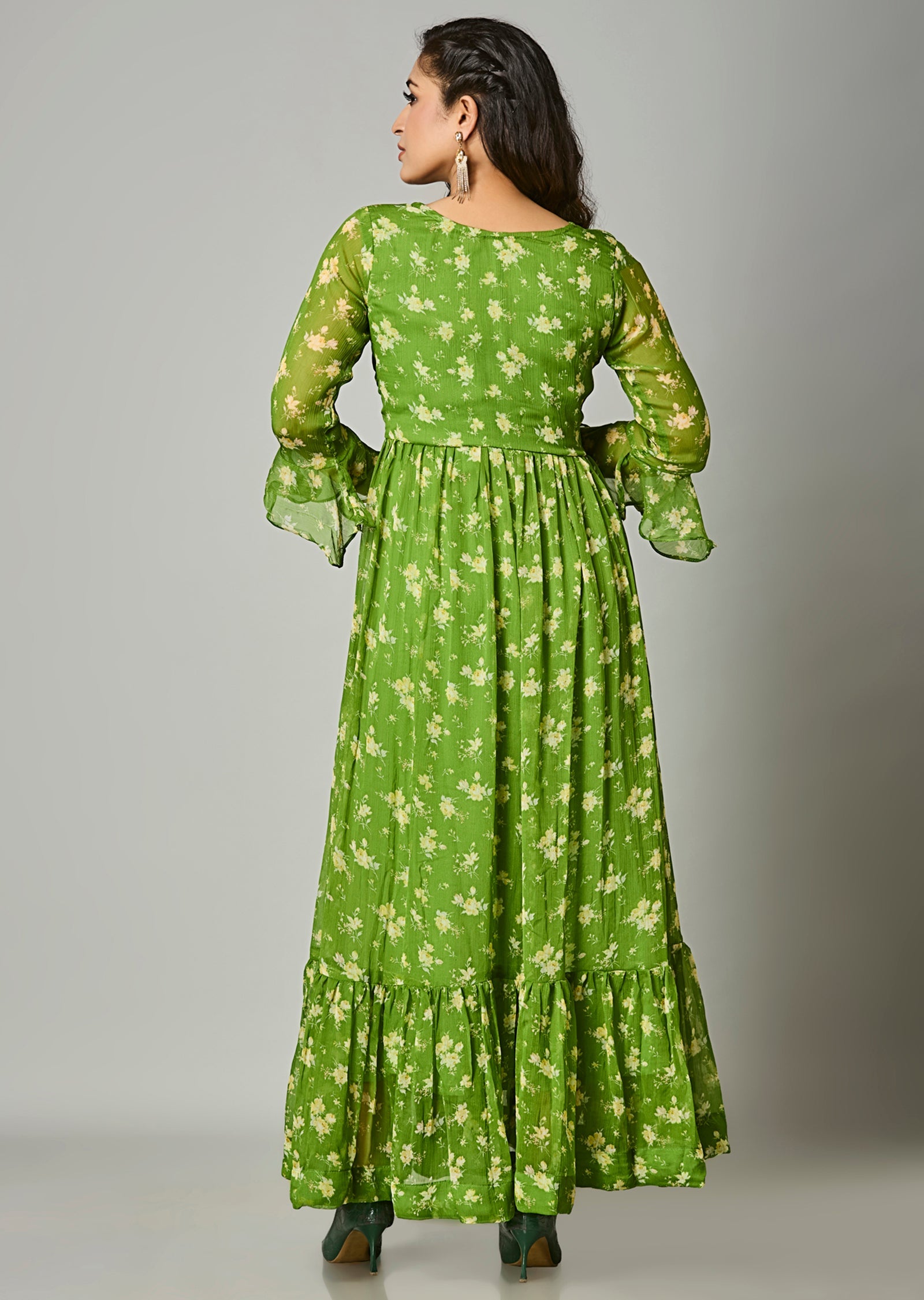 Green Chiffon Long Dress