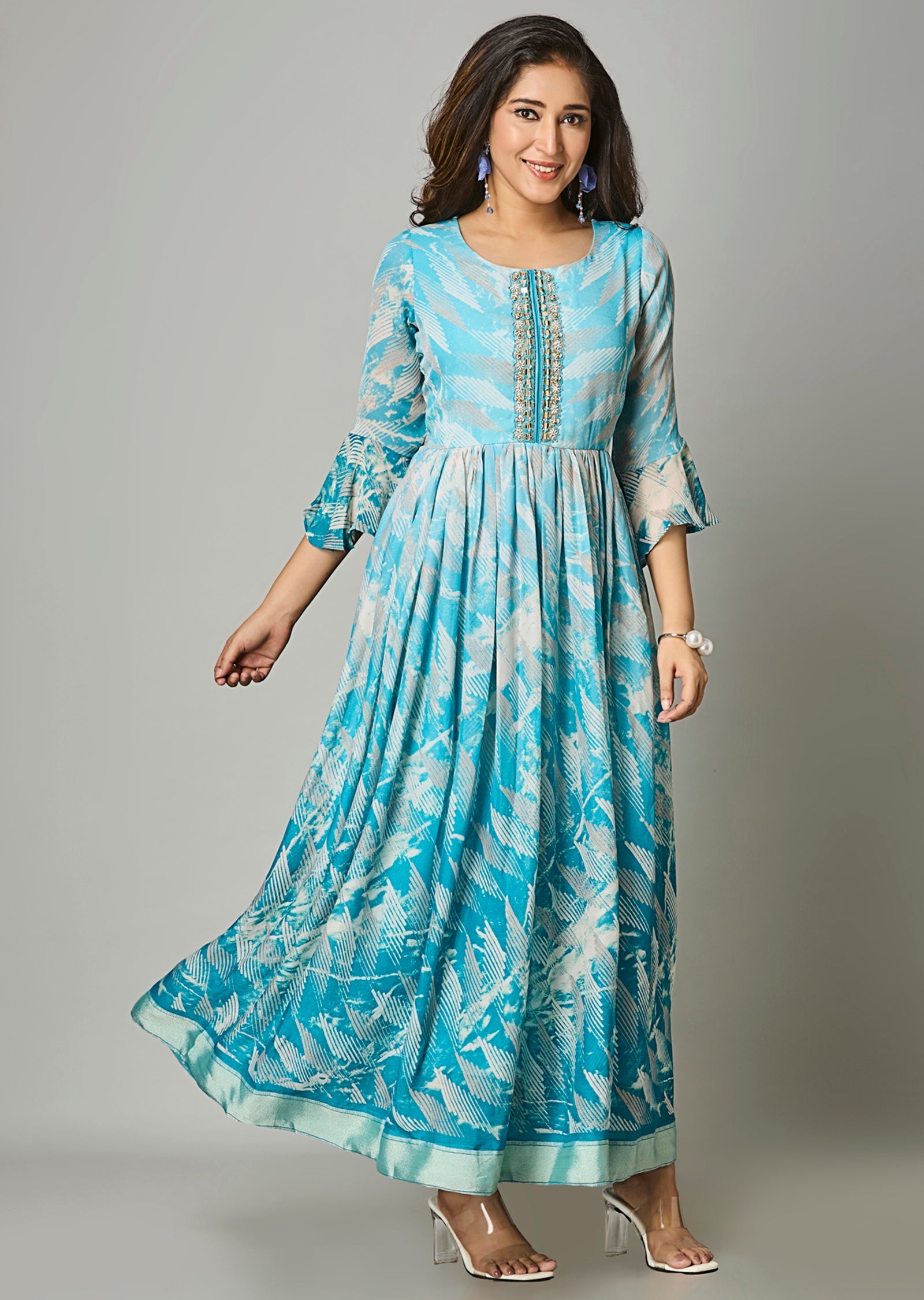 Light Blue Chiffon Long Dress