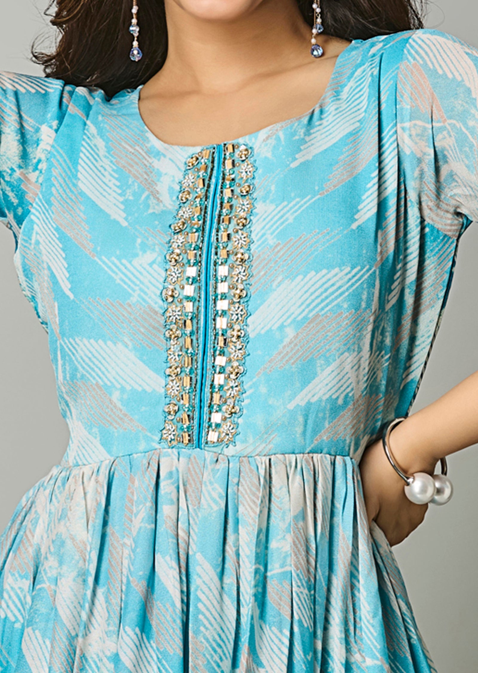 Light Blue Chiffon Long Dress