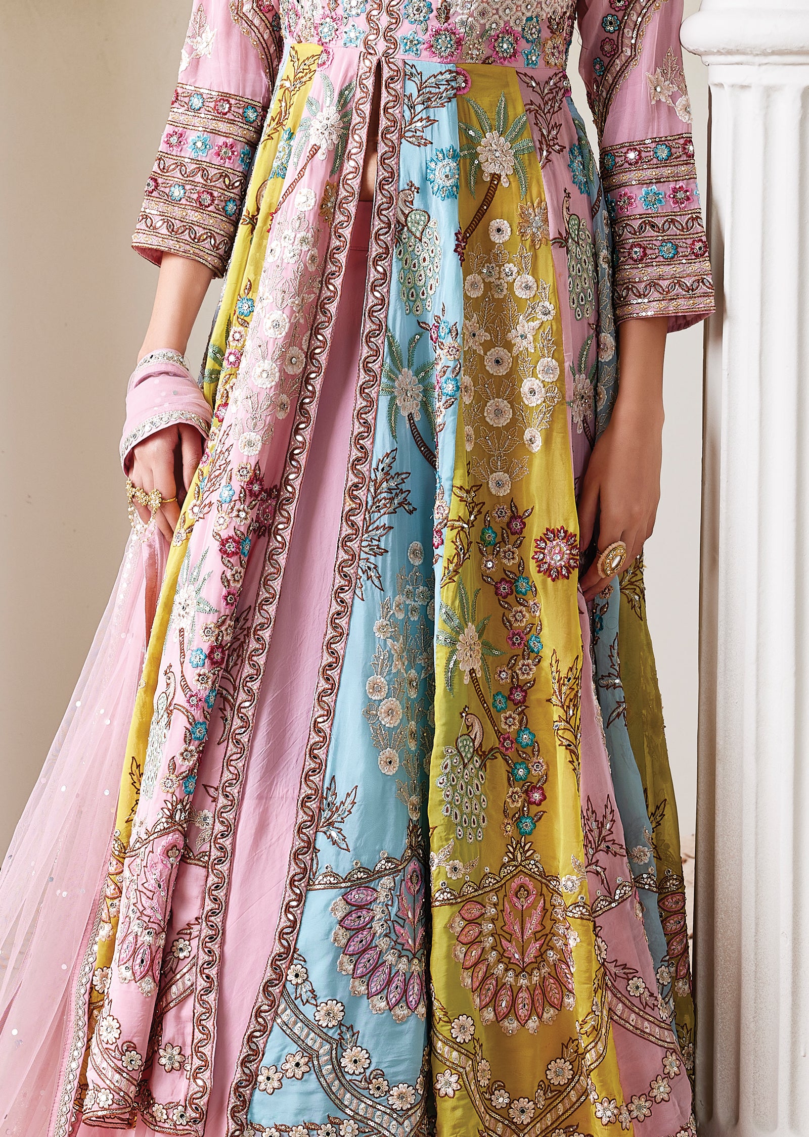 Multi Organza Front slit Anarkali