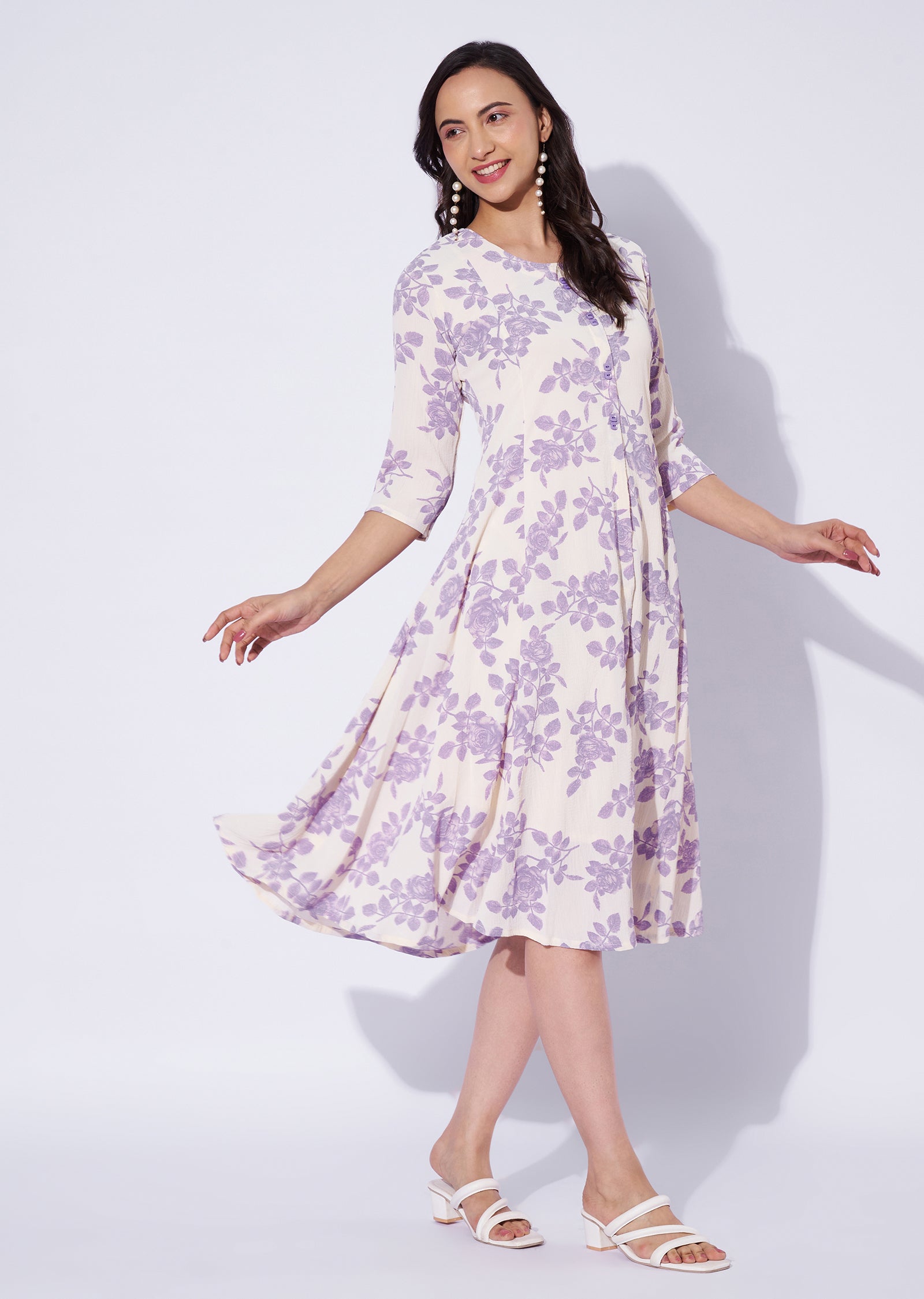 Lavender Polynesian Midi Dress