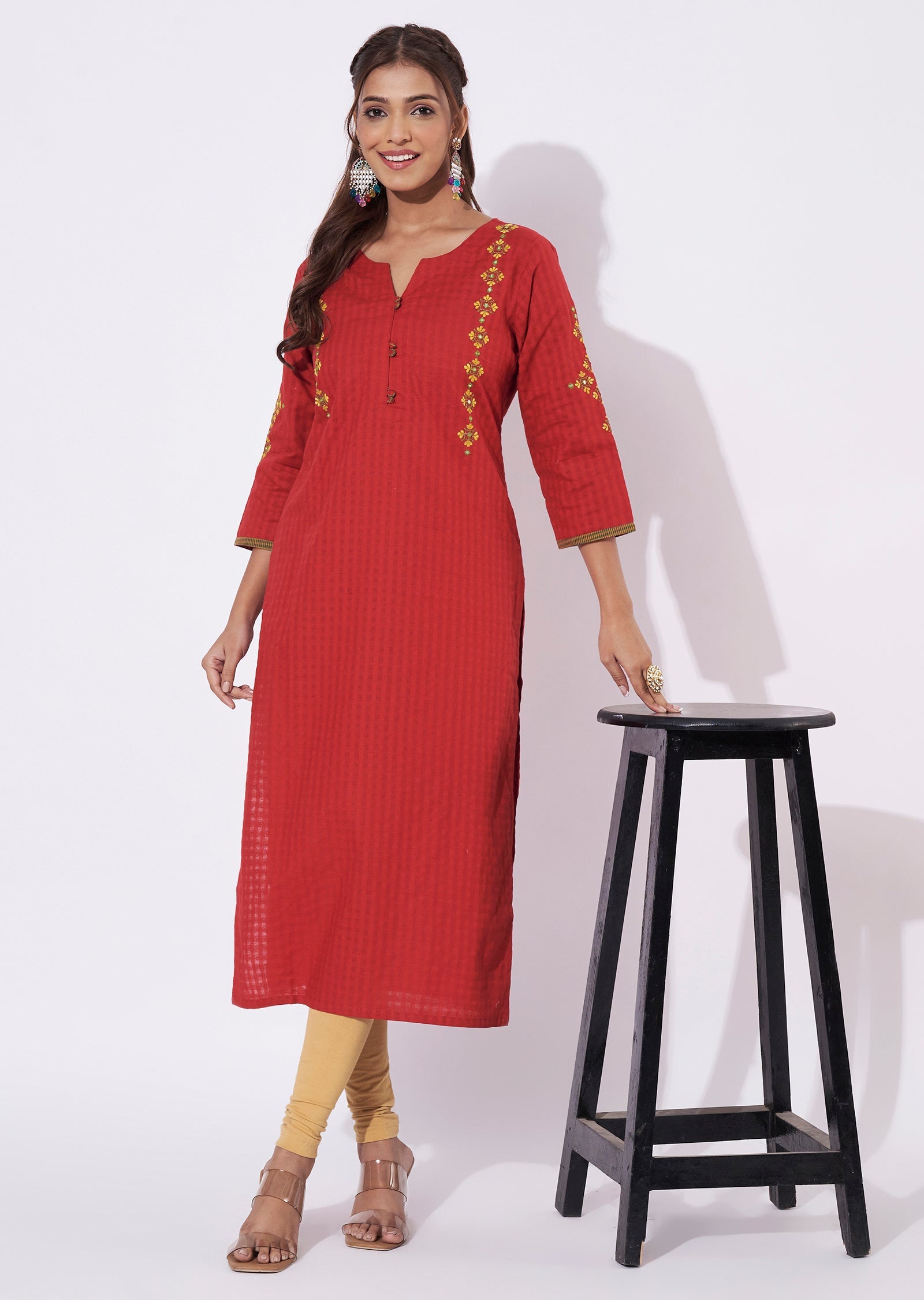 Maroon Cotton Straight Cut