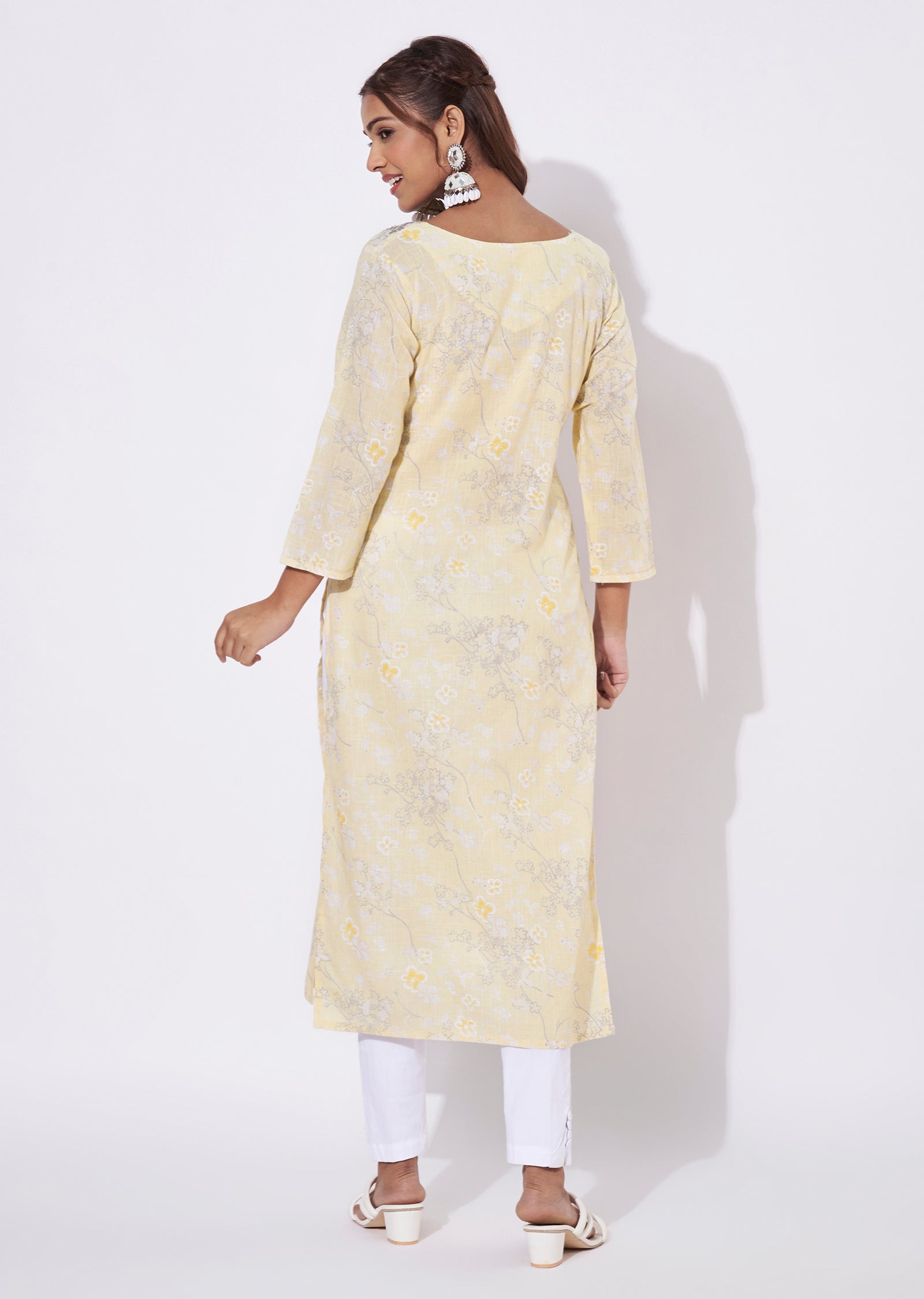 Yellow Linen Cotton Straight Cut