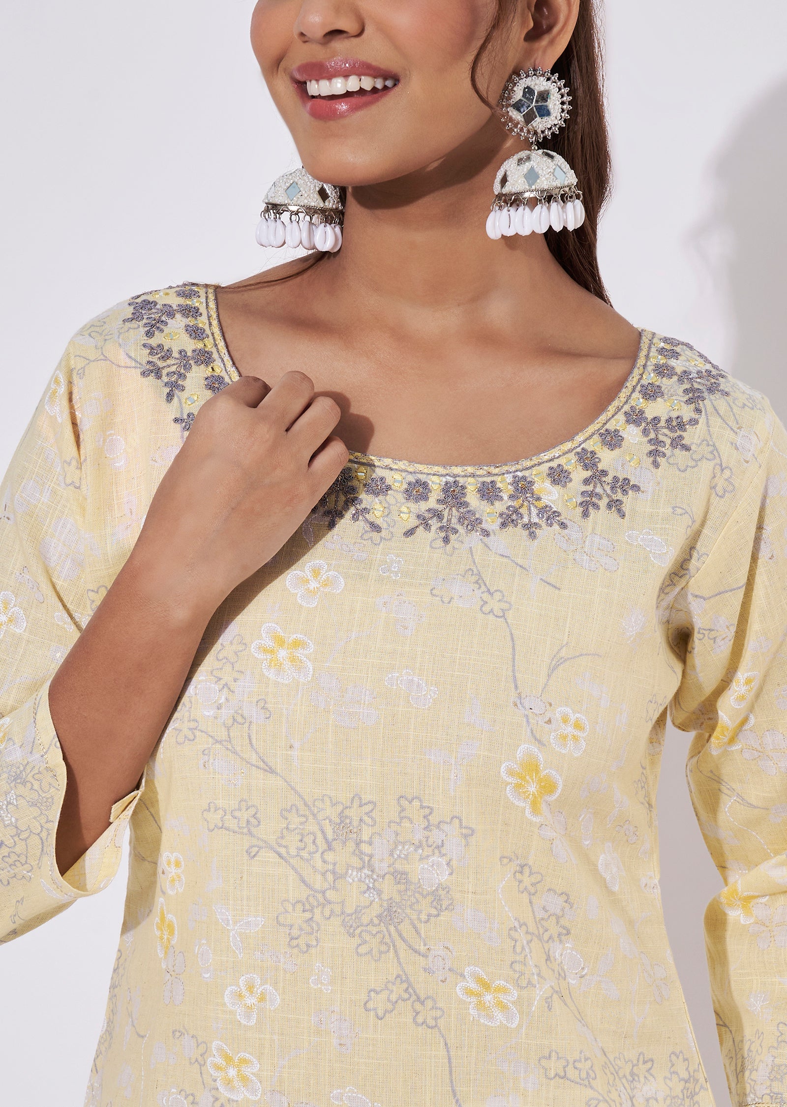 Yellow Linen Cotton Straight Cut