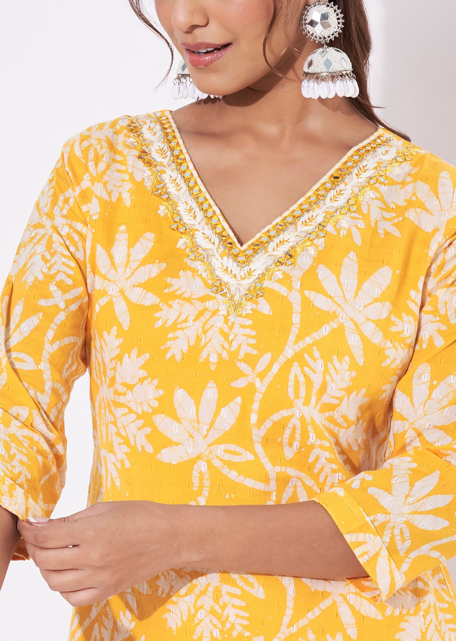 Mustard Chanderi Straight Cut