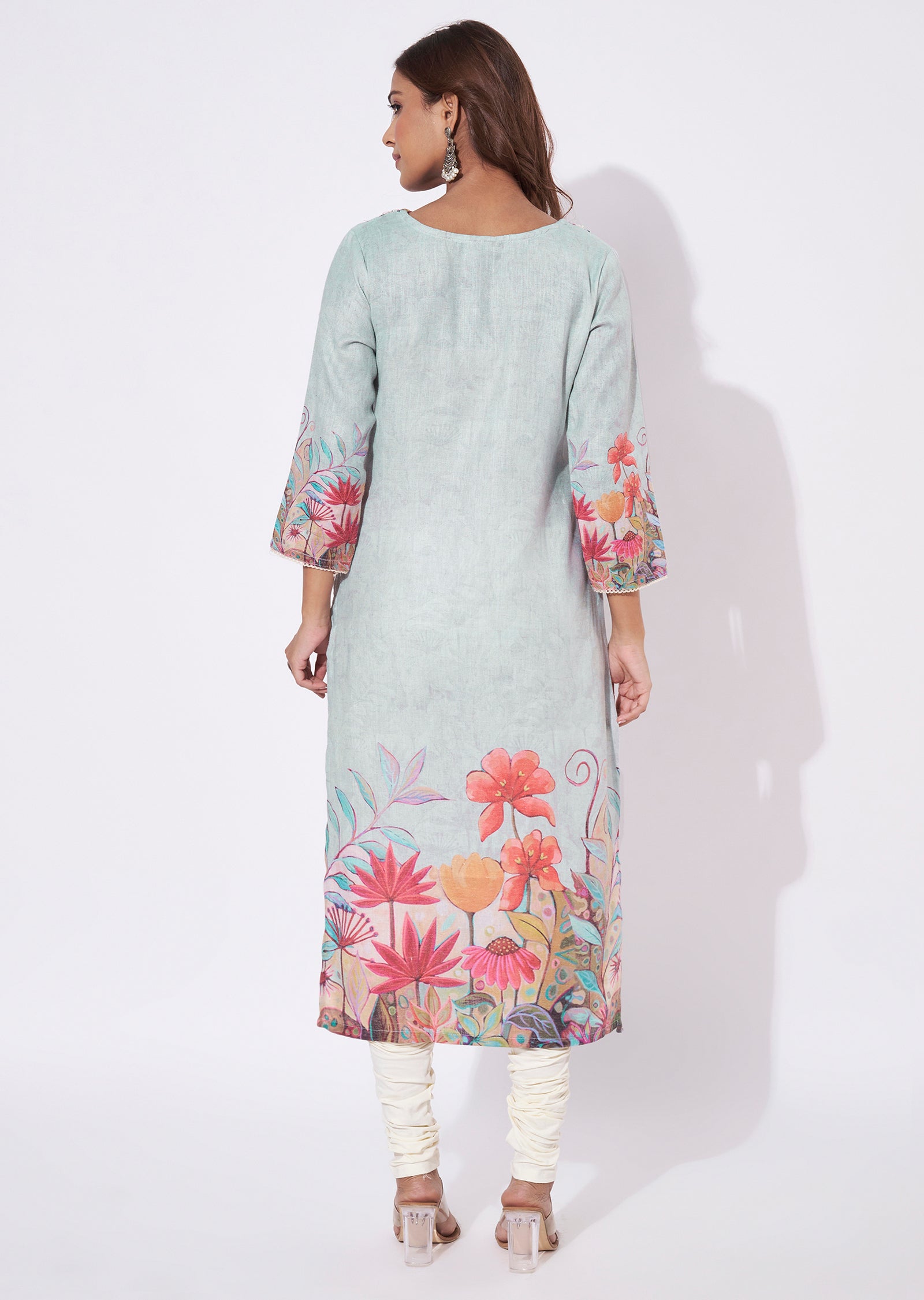 Light Grey Linen Cotton Straight Cut