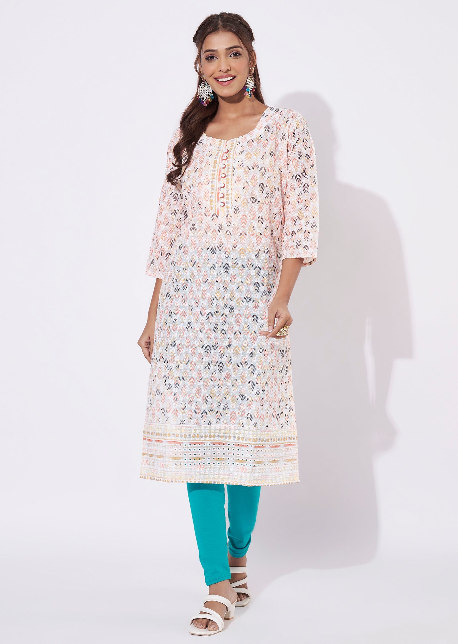 Off White Cotton Straight Cut