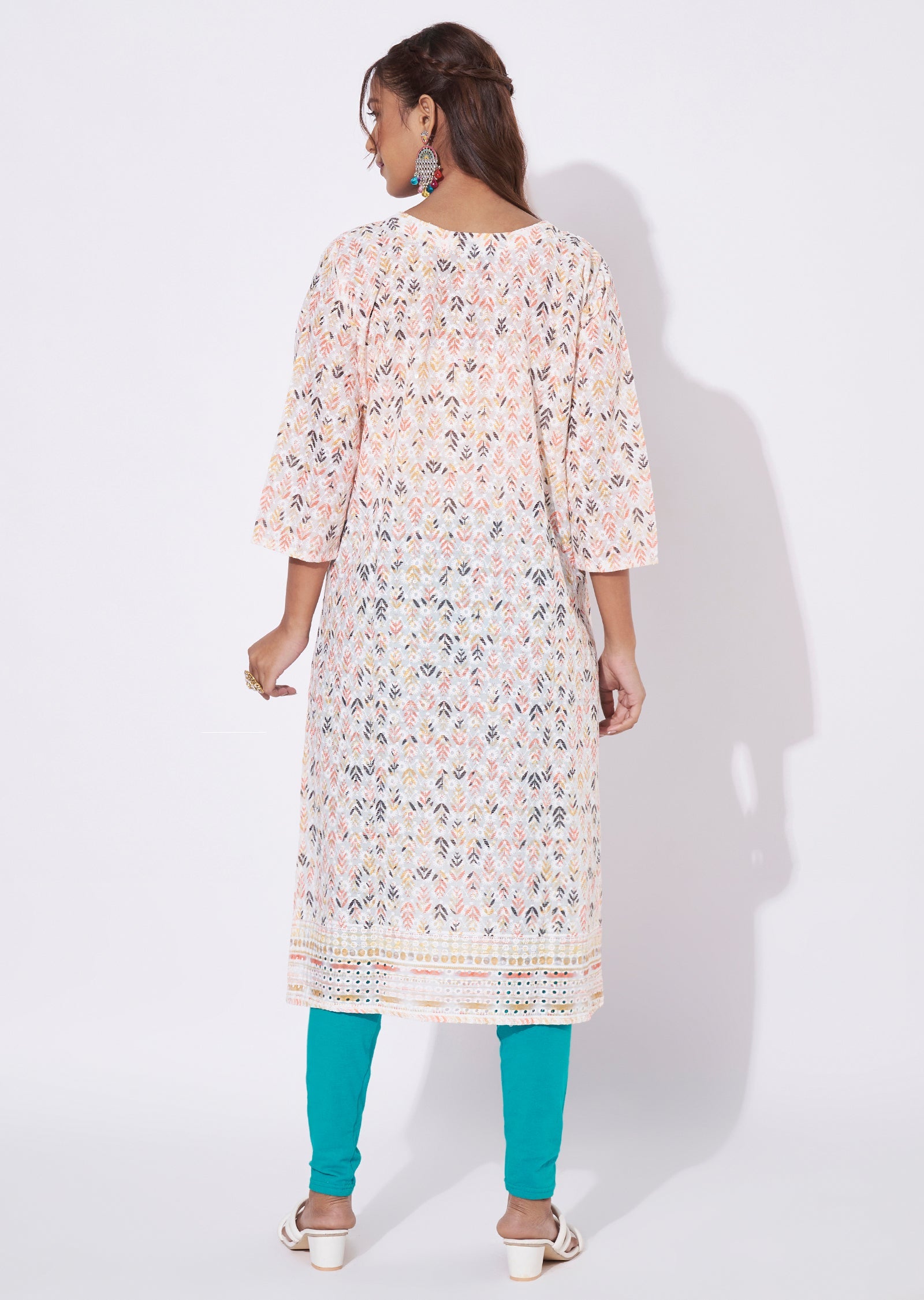 Off White Cotton Straight Cut