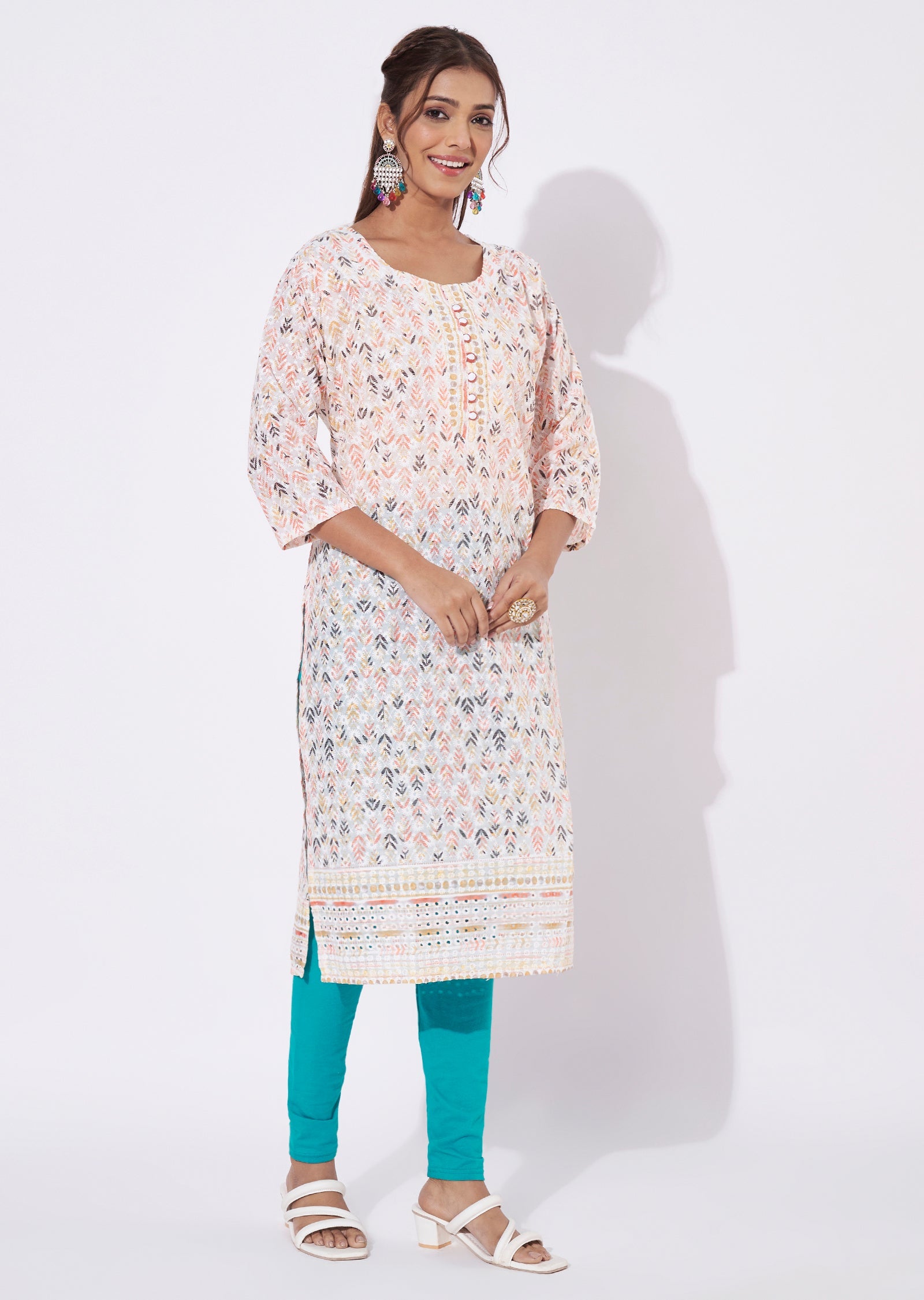 Off White Cotton Straight Cut