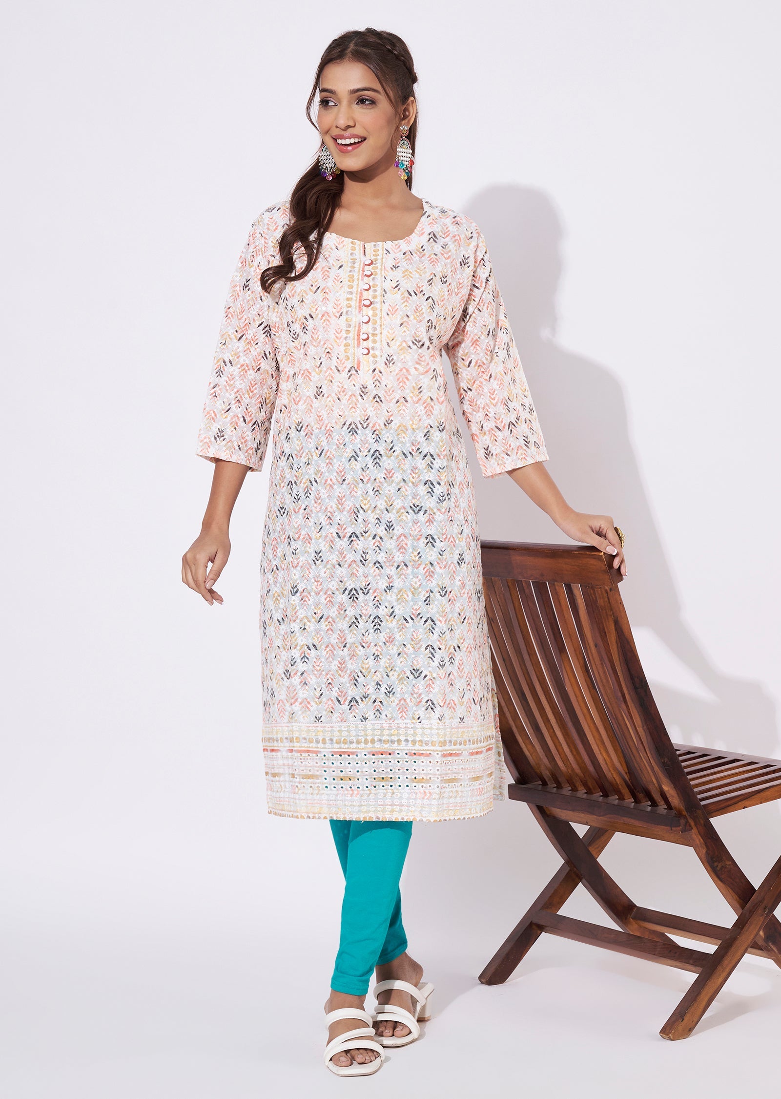 Off White Cotton Straight Cut