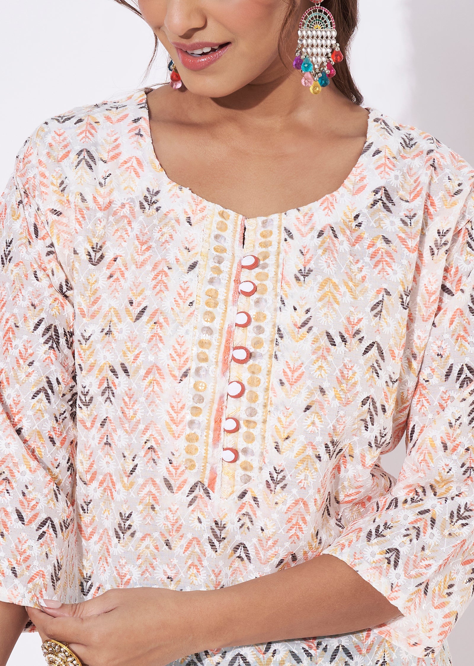 Off White Cotton Straight Cut