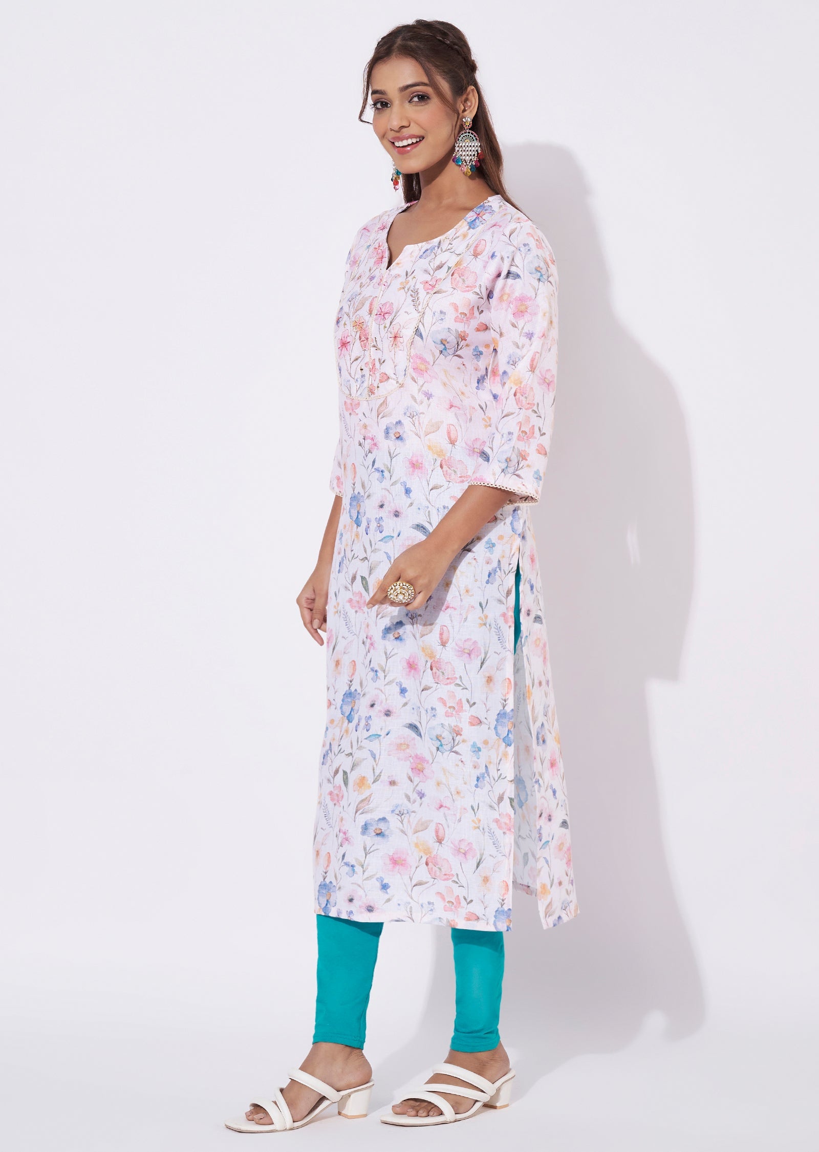 Peach Linen Cotton Straight Cut