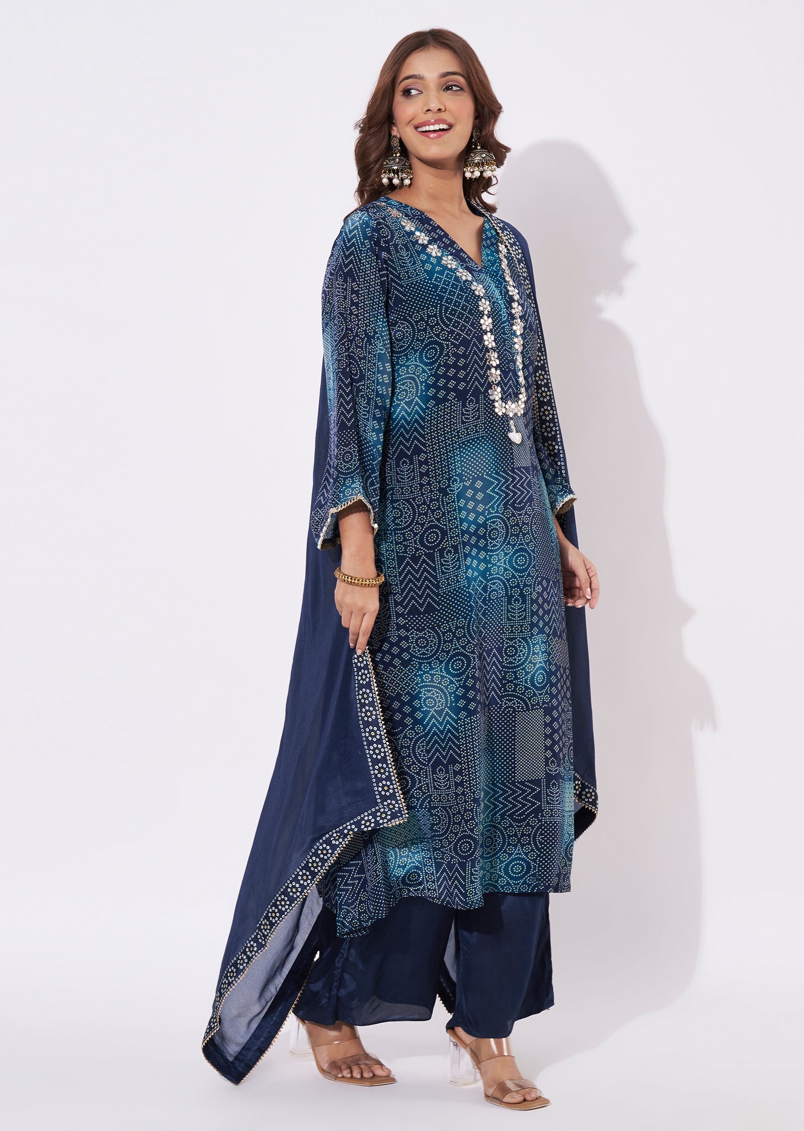 Navy Blue Crepe Straight Cut Suit