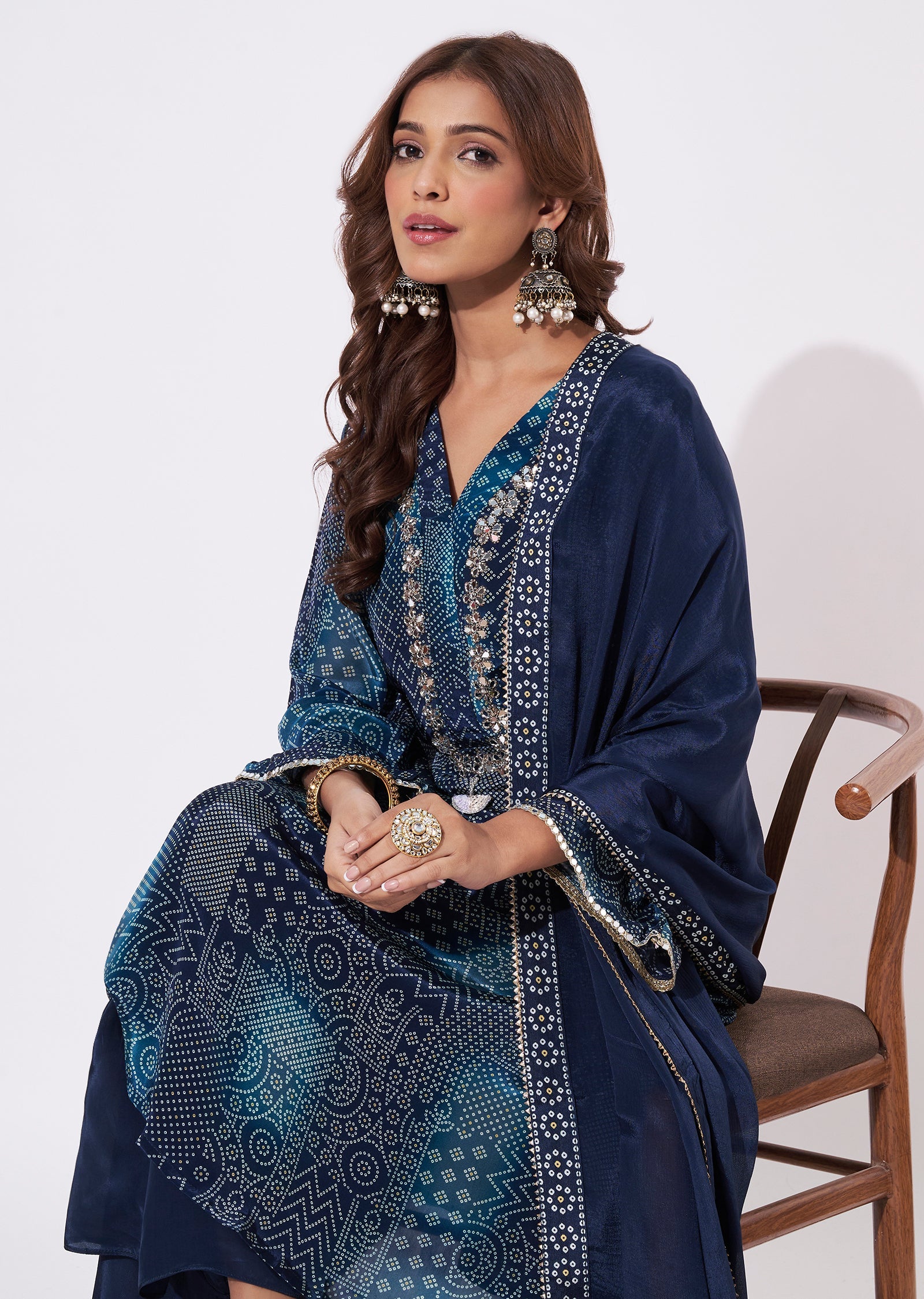 Navy Blue Crepe Straight Cut Suit