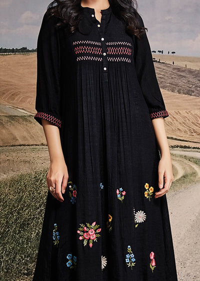 Black Chinnon Frock Kurti
