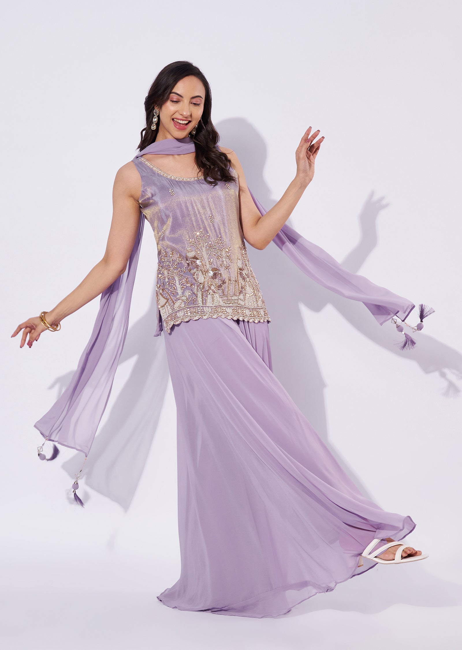 Lavender Tissue Palazzo Set