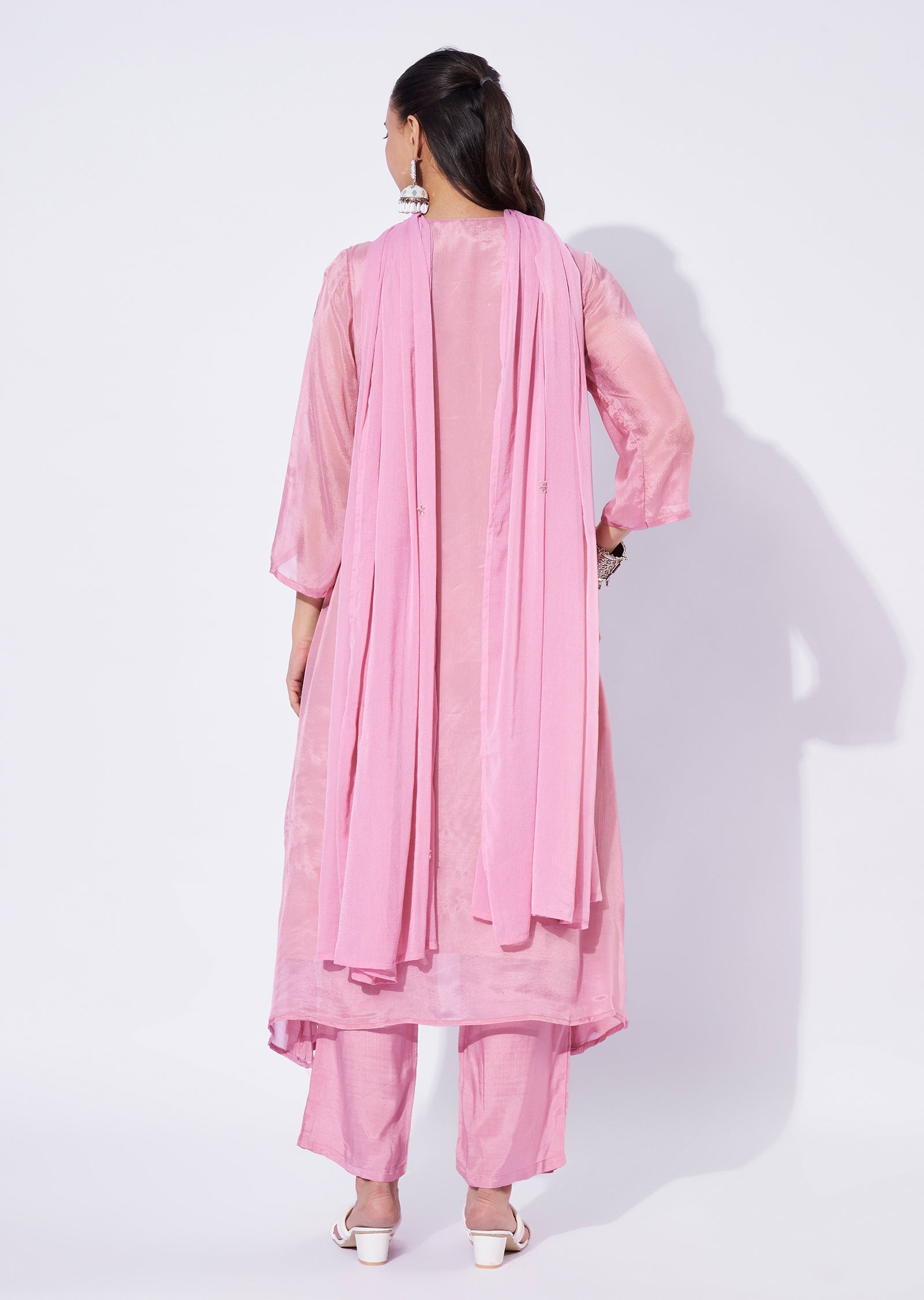 Baby Pink Chinnon Anarkali Suit