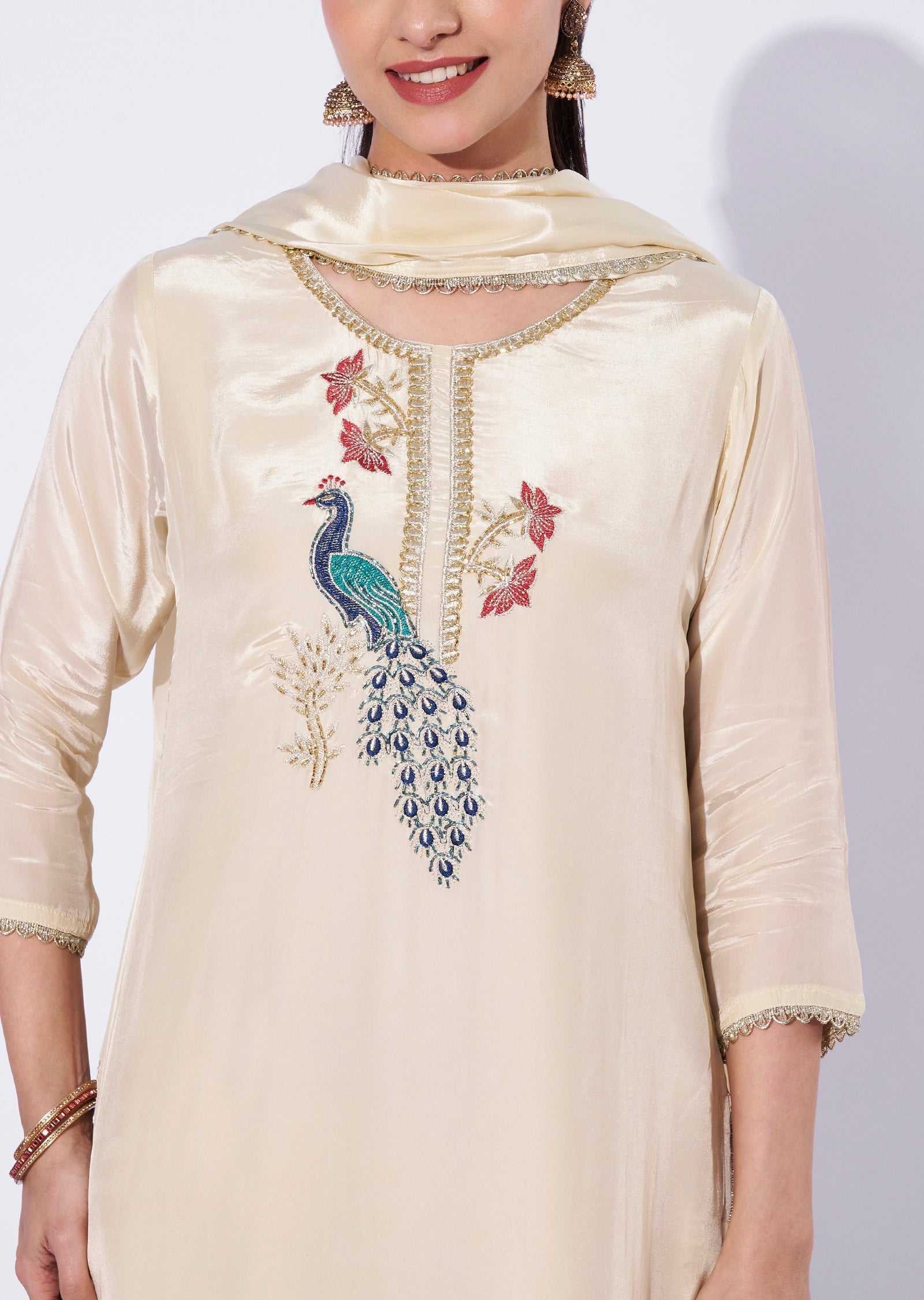 Dark Beige Crepe Straight Cut Suit