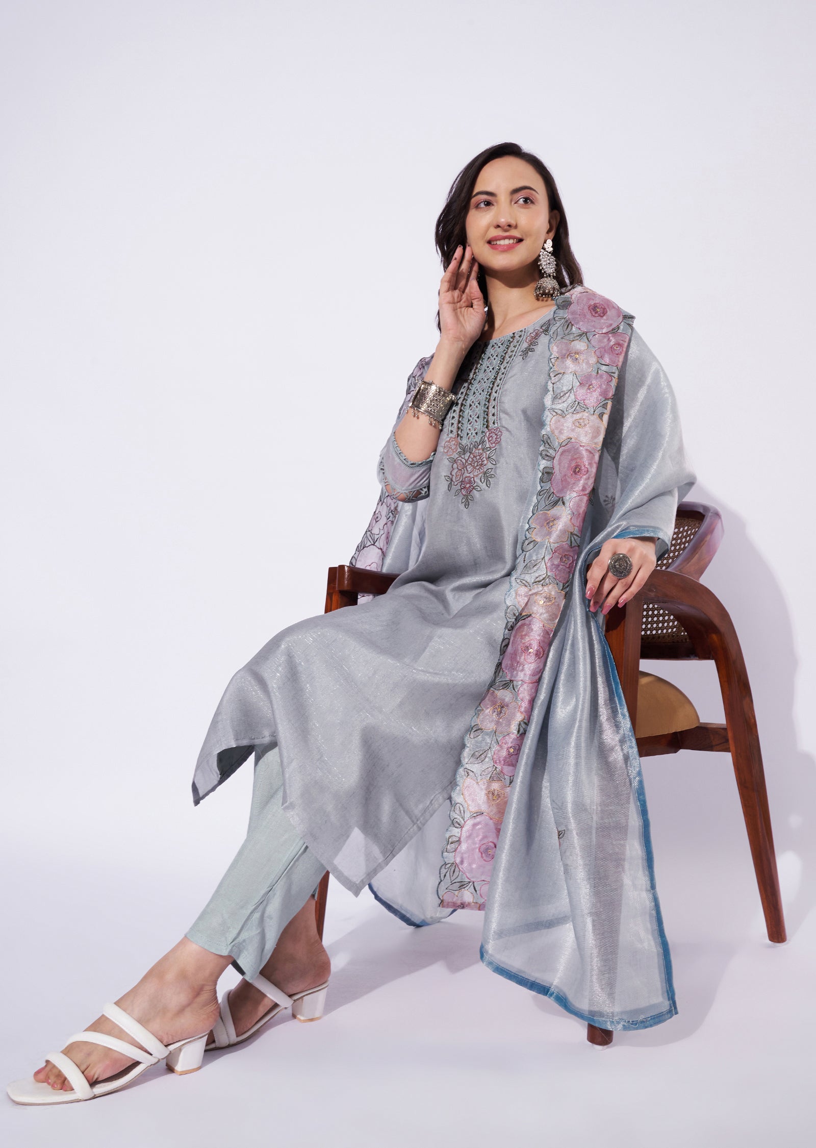 Grey Tissue Straight Cut Suit