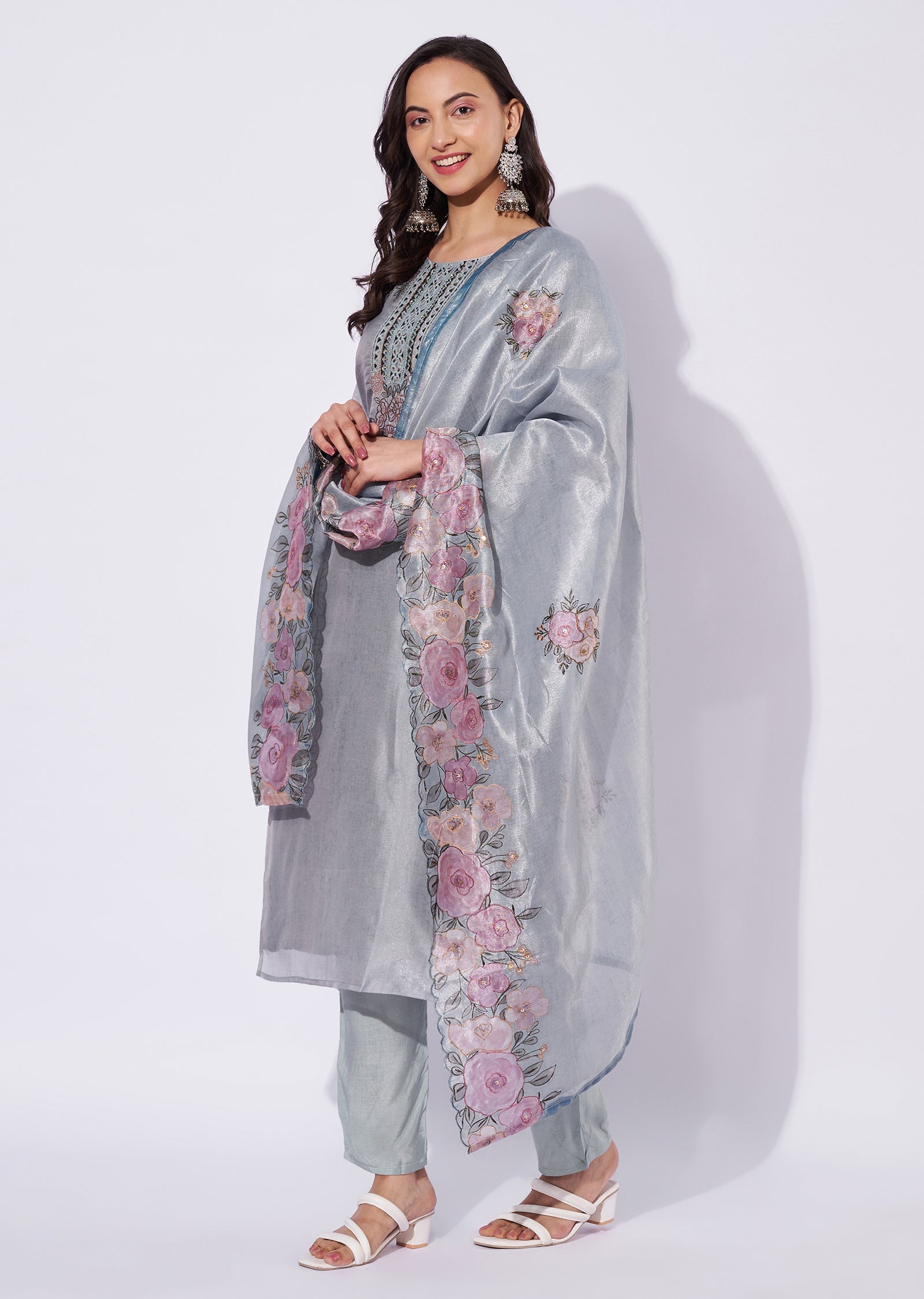 Grey Tissue Straight Cut Suit