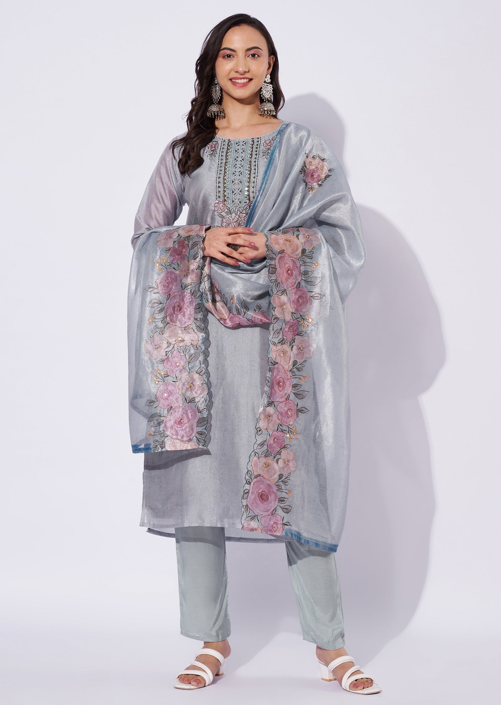 Grey Tissue Straight Cut Suit