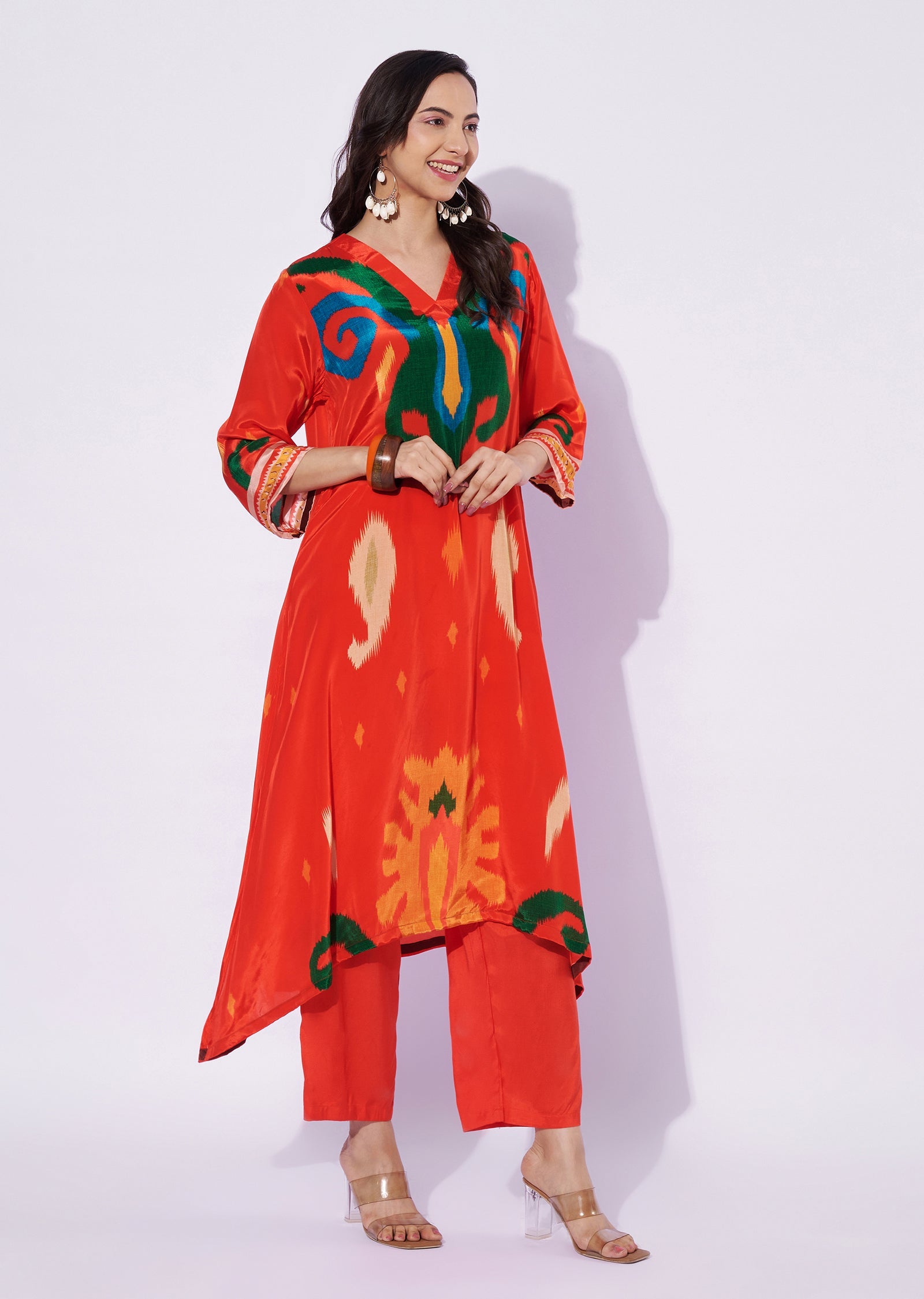 Dark Orange Crepe Straight Cut Suit