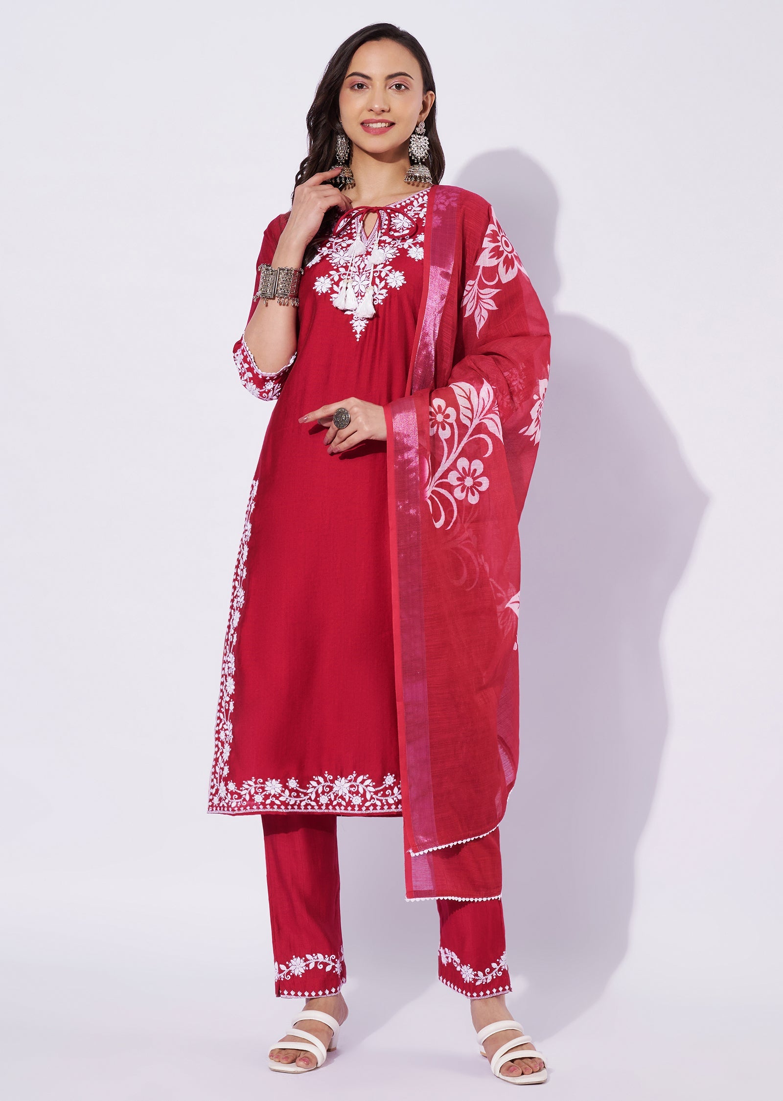 Rani Pink Cotton Straight Cut Suit