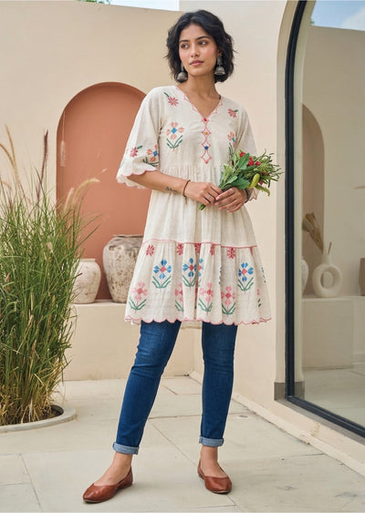 Cream Cotton Midi Dress