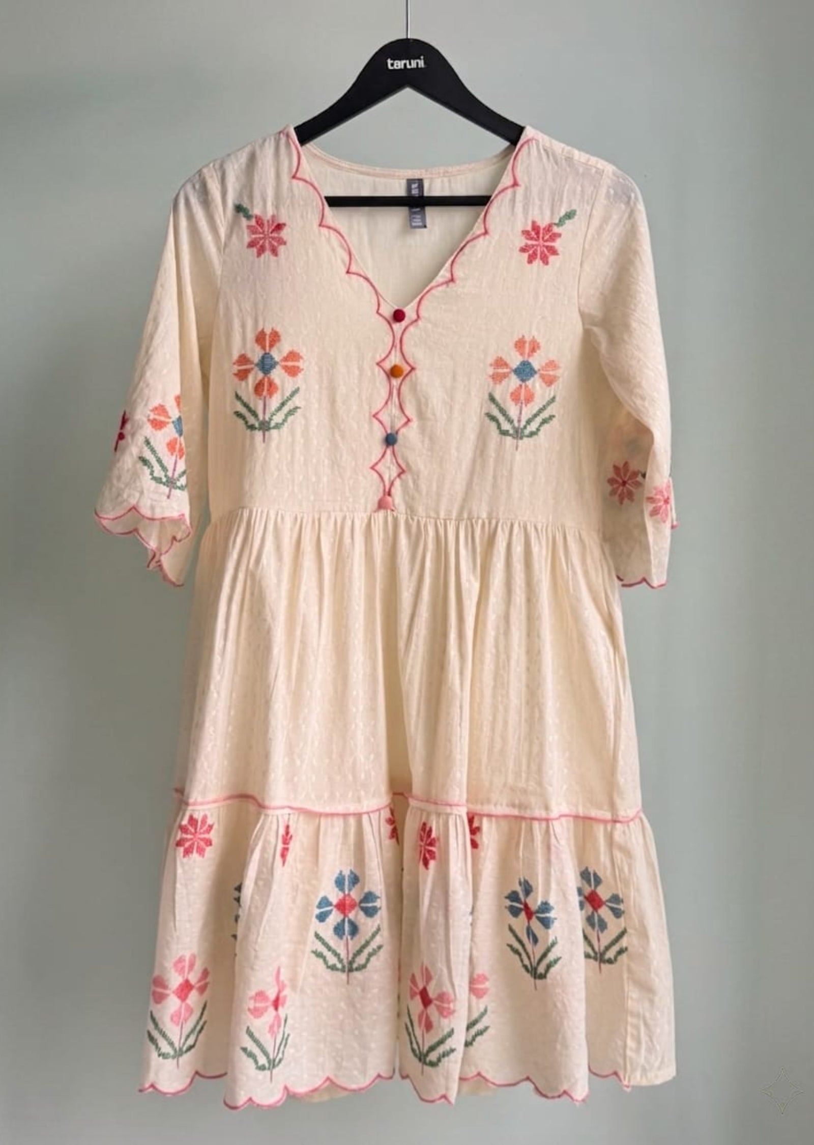 Cream Cotton Midi Dress