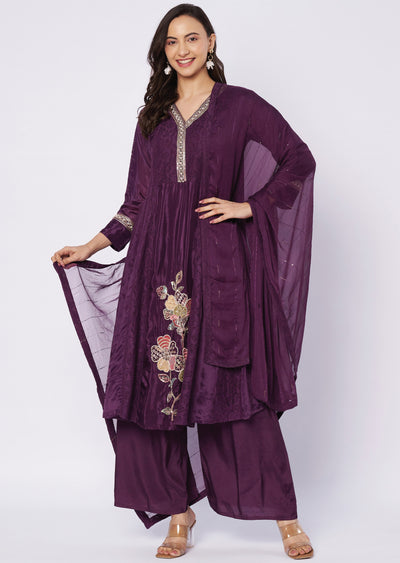 Wine muslin Anarkali