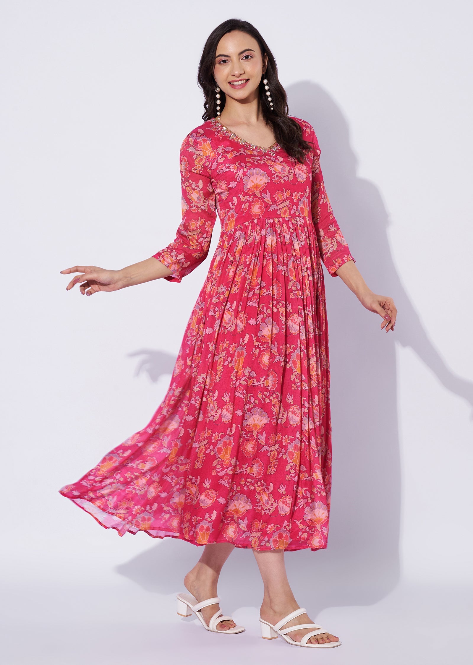 Rani Pink Chinnon Midi Dress