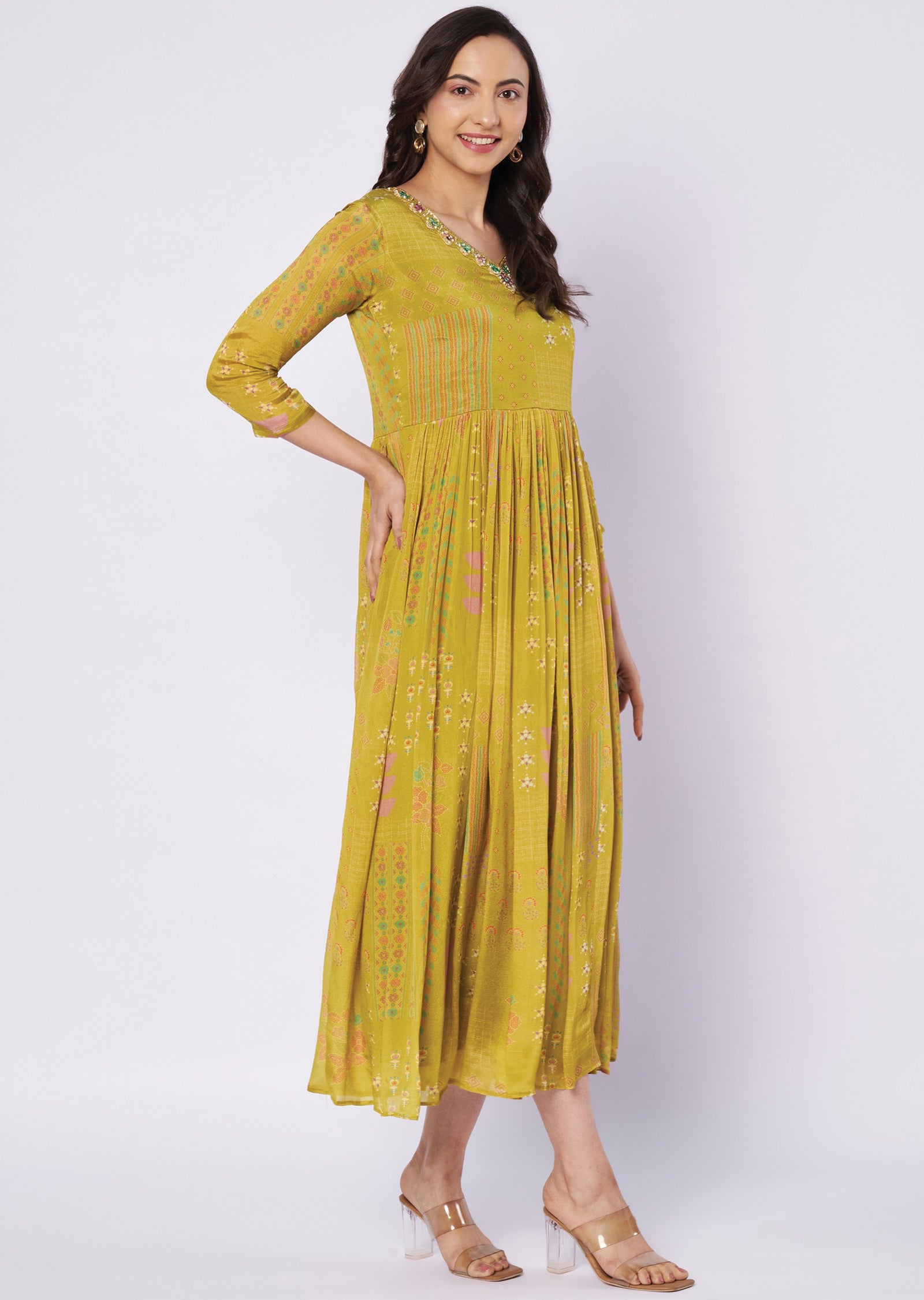 Mustard Chinnon kurti