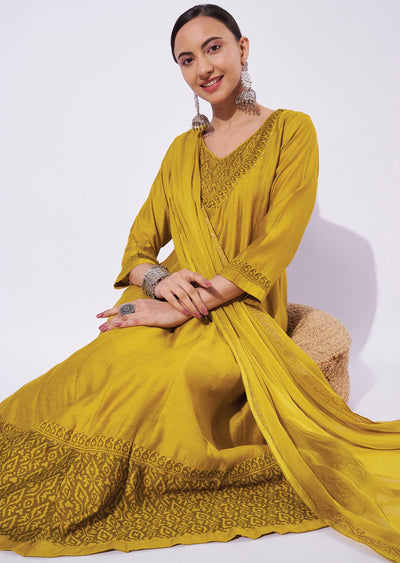 Mustard Gold Anarkali Suit