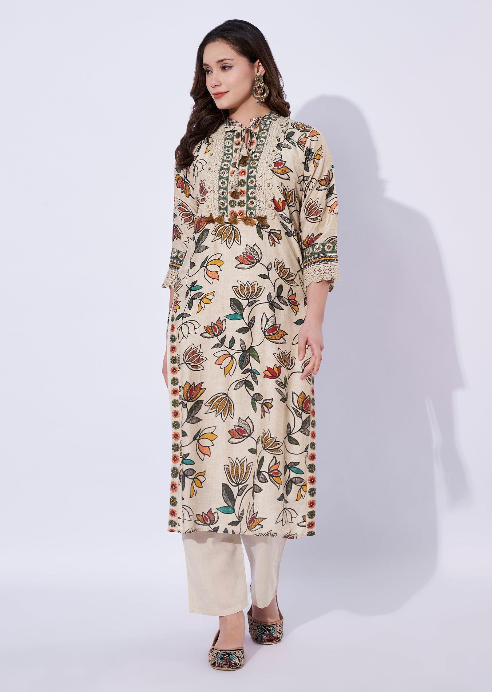 Biege Silk Kurti set