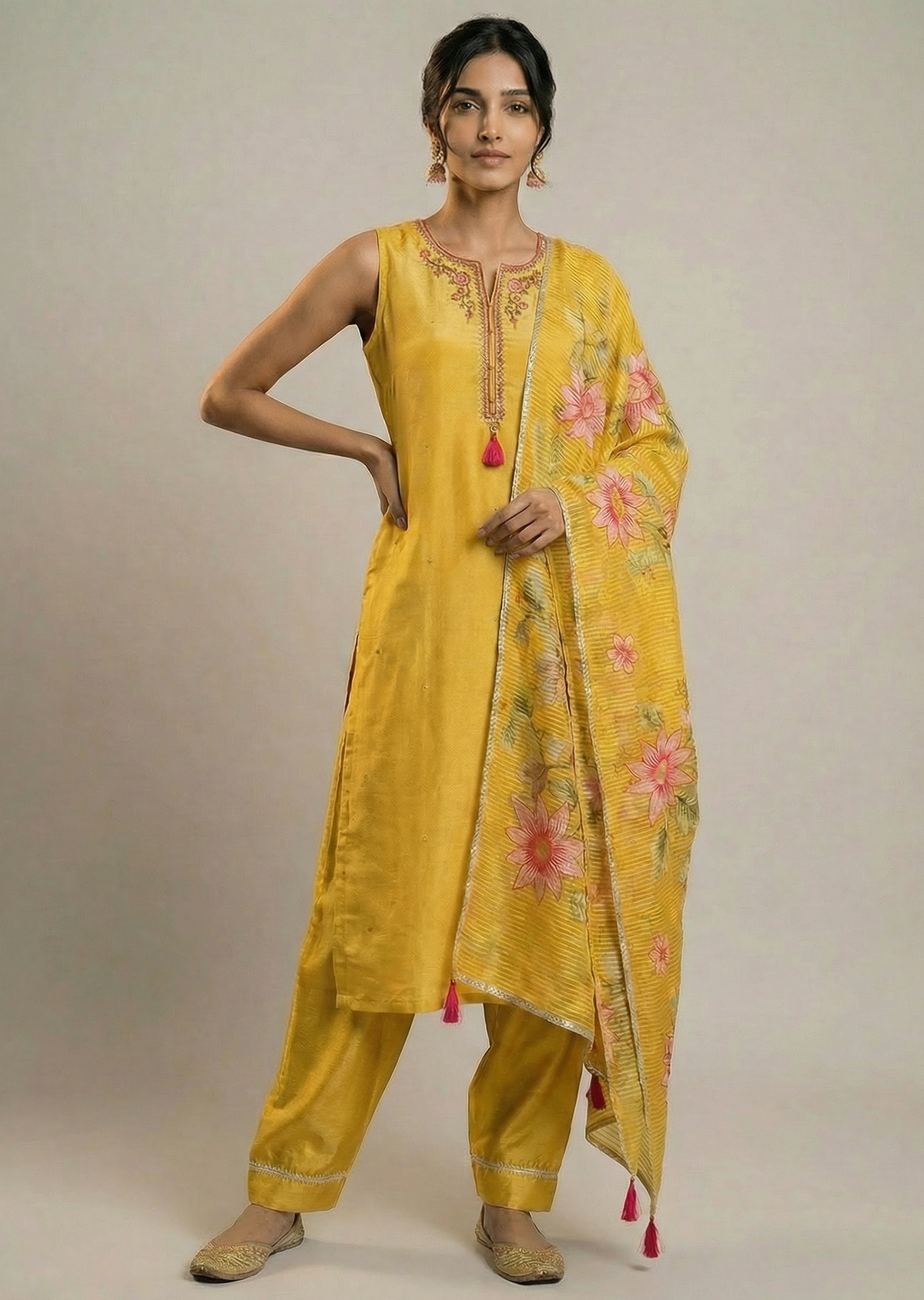 Yellow straight cut suit