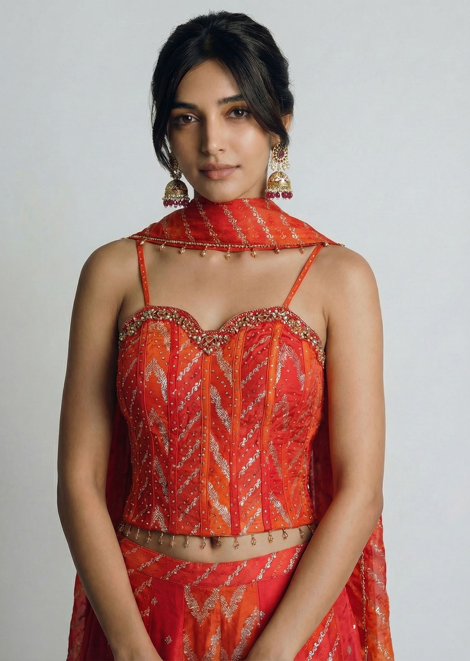 Multi Color Bandhani Corset Sharara Set