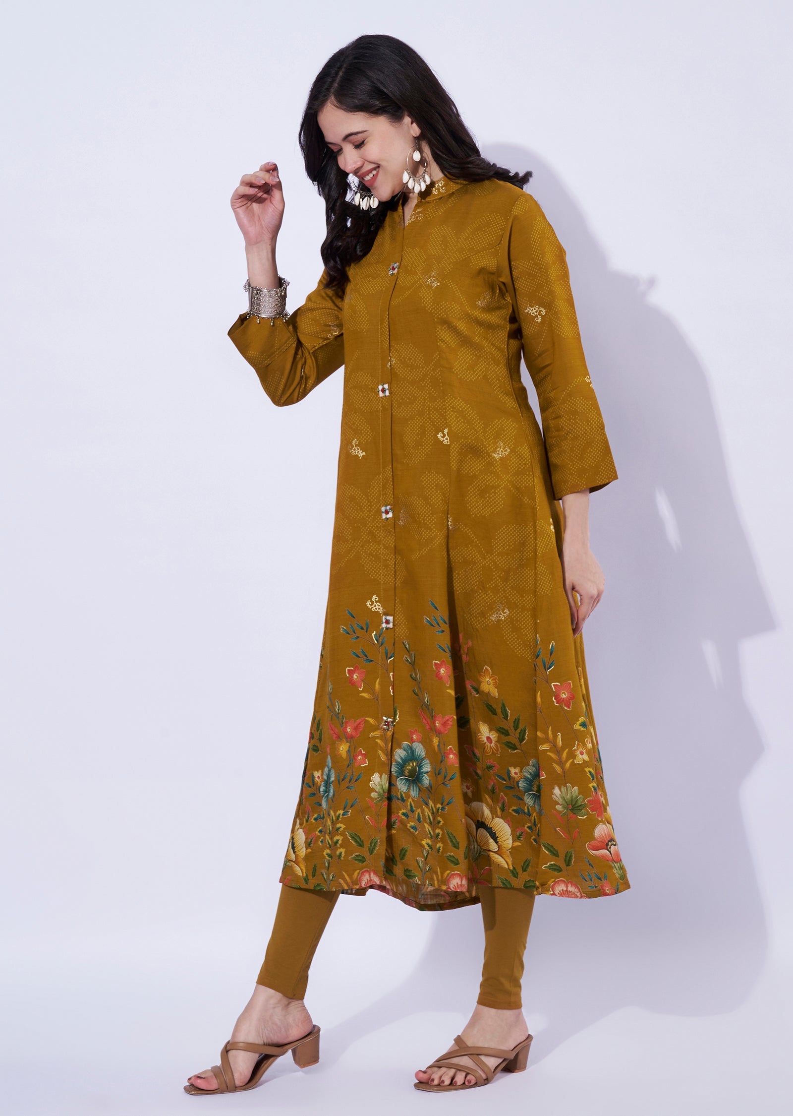 Mustard printed kurti