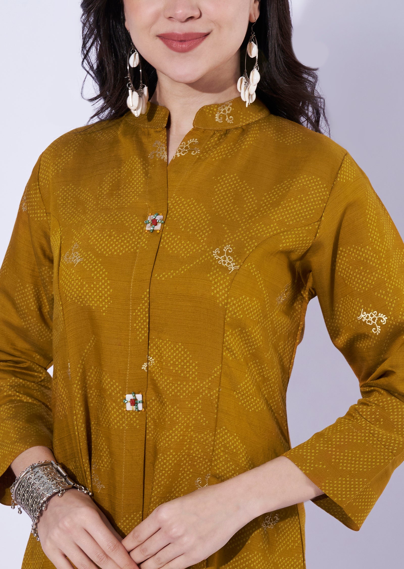 Mustard printed kurti