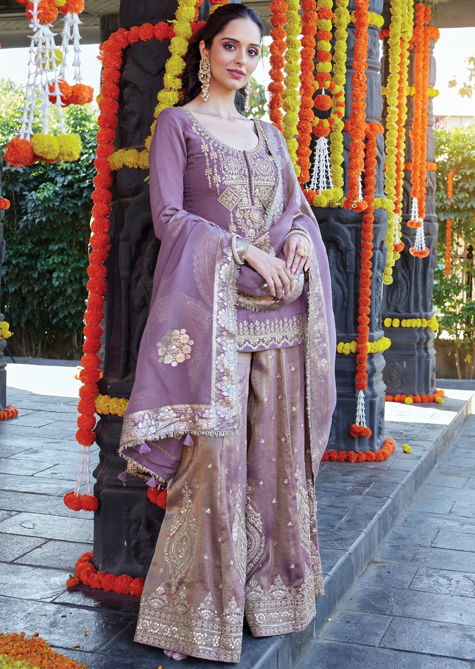Mauve silk Sharara